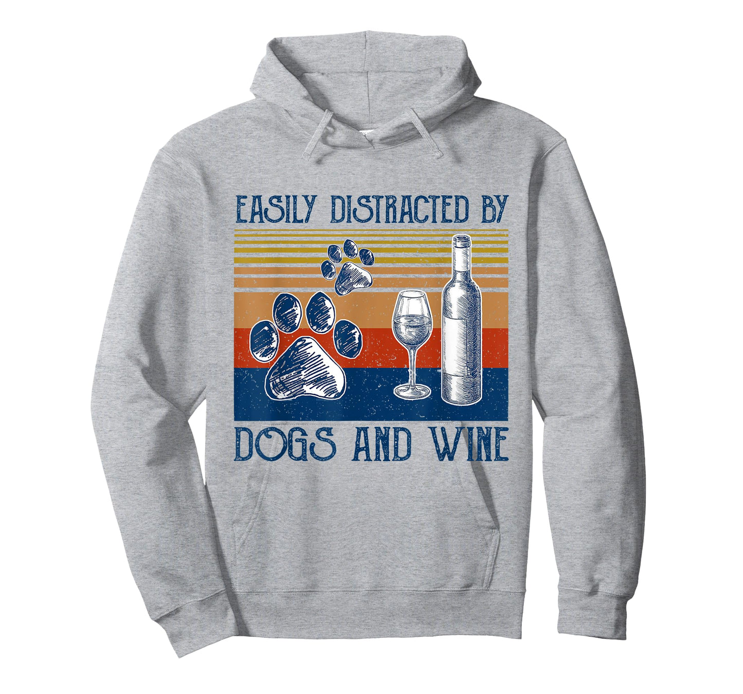 Easily Distracted By Dogs and Wine Funny Gift for Dog Lovers T-Shirt for Men Women