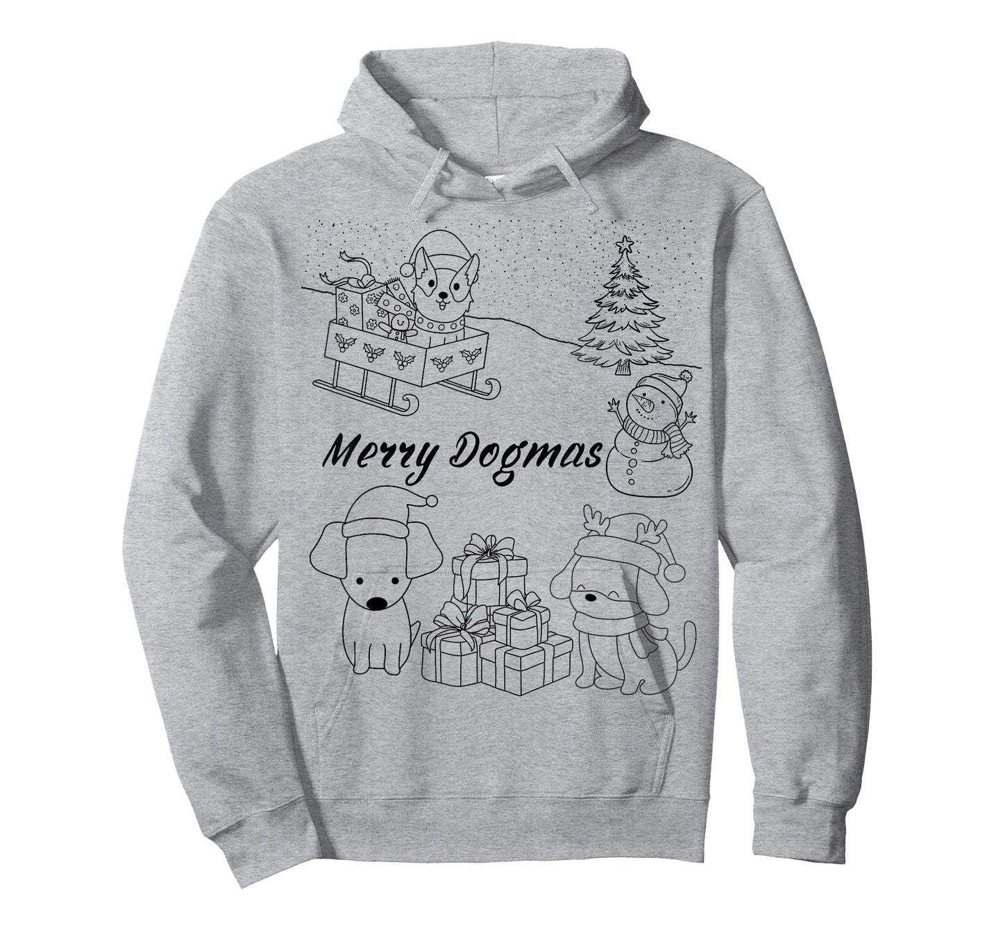 Merry Christmas Dogmas Cute Dogs Snow XMAS DIY Kids Coloring T-Shirt
