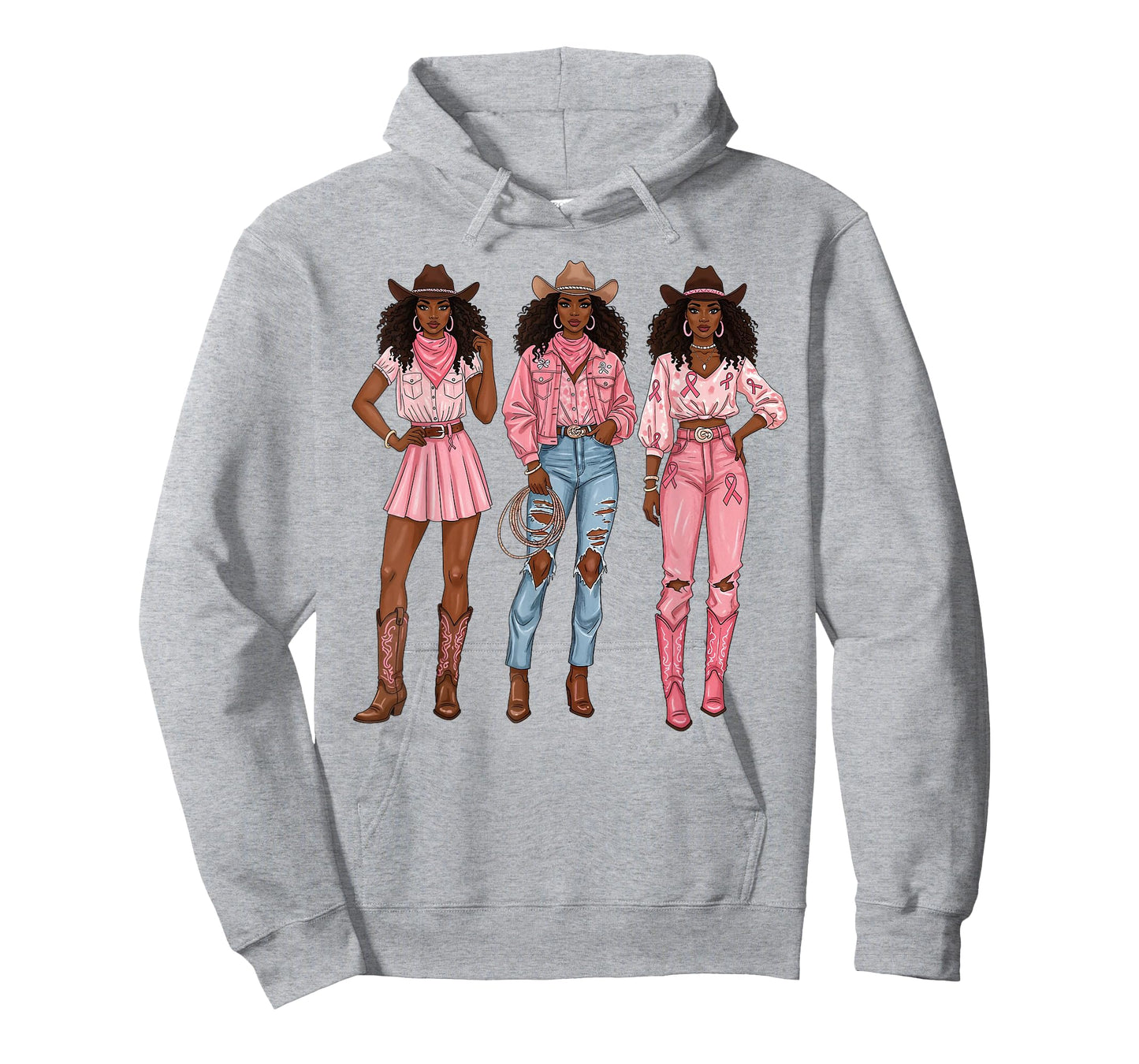Black Cowgirl Breast Cancer Awareness Pink Ribbon Western T-Shirt