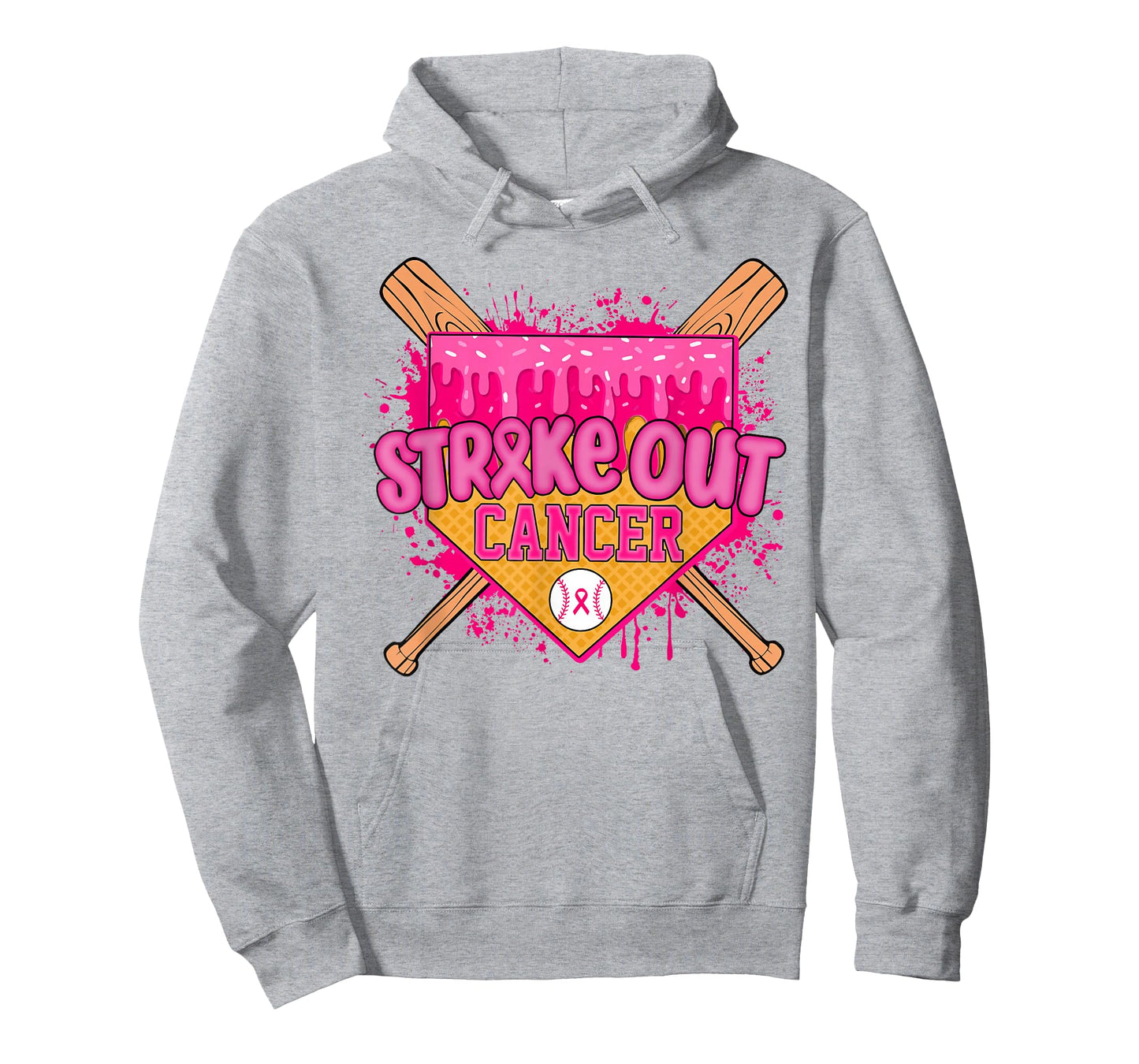 Strike Out Breast Cancer Warrior Baseball Drip Home Plate T-Shirt