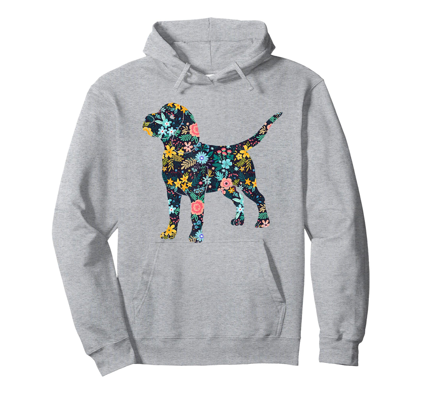 Beagle Floral Dog Silhouette Womens Graphic T-Shirt