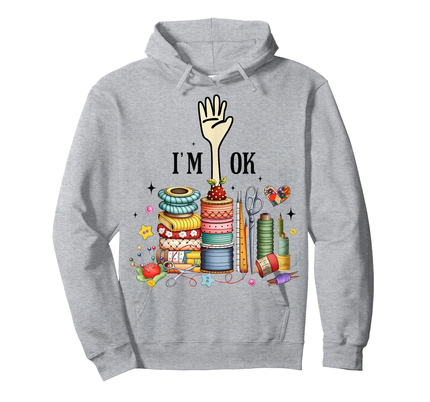 Funny Quilting Quilter Sewer Sewing I'm Ok Hand Fabric Women T-Shirt