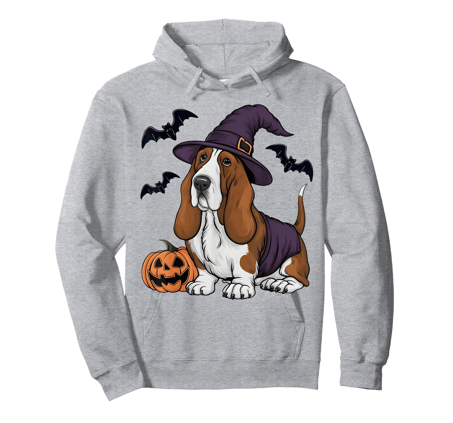 Pumpkin Bat Witch Costume Basset Hound Dog Halloween T-Shirt
