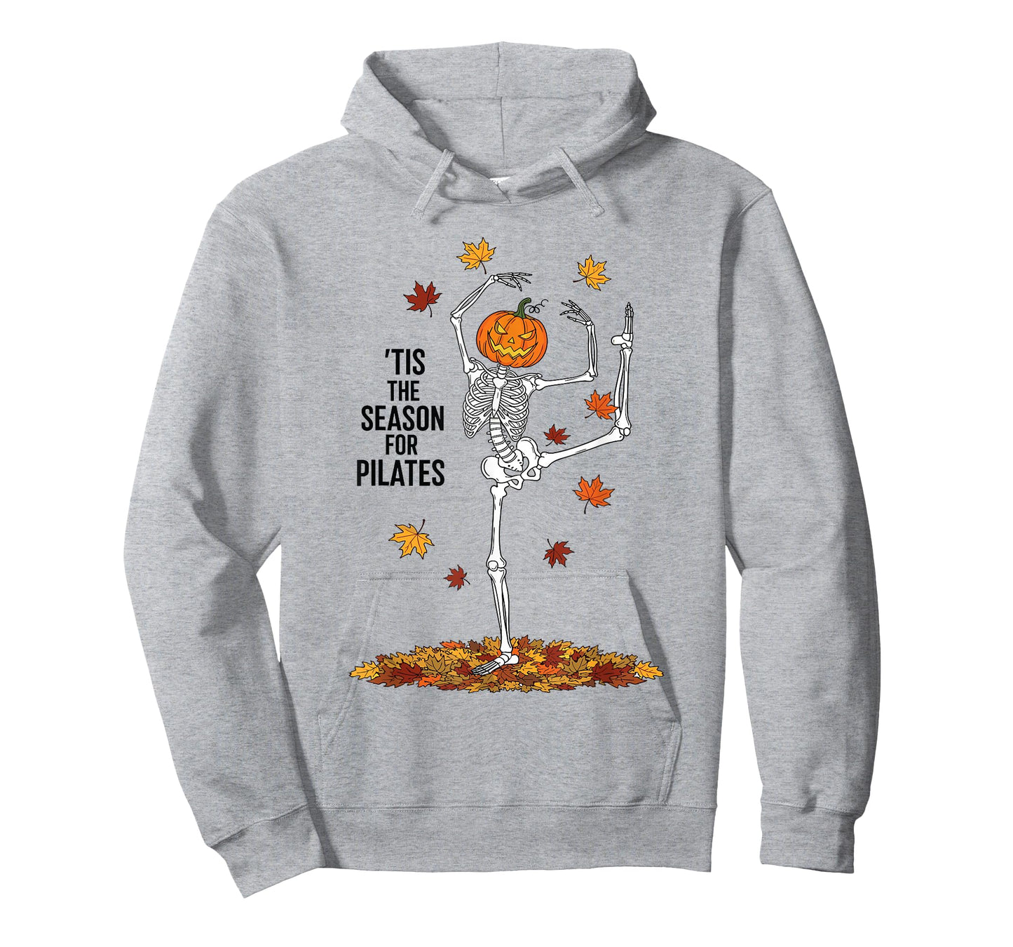Funny Pilates Skeleton Pumpkin Yoga Halloween Fall Workout T-Shirt