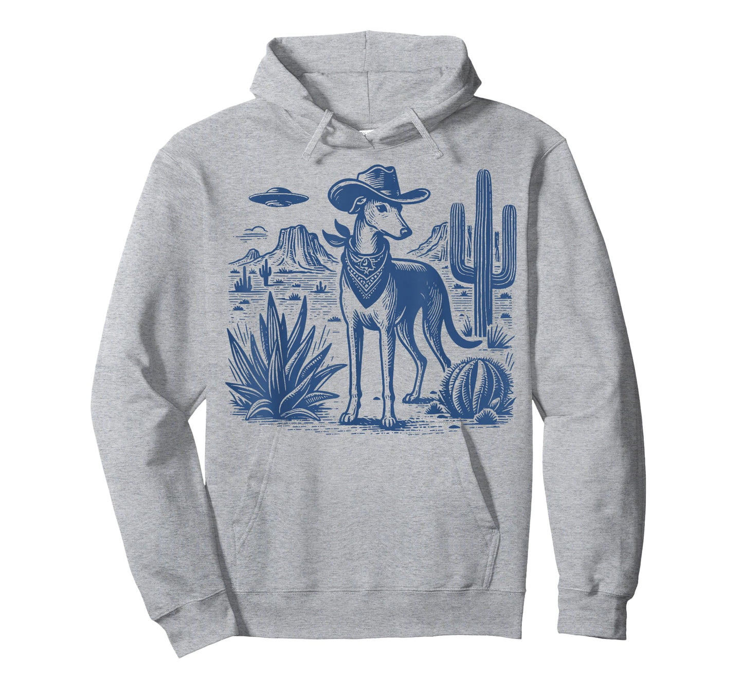 UFO Greyhound Western Alien Vintage 90s Whippet Cowboy Dog T-Shirt