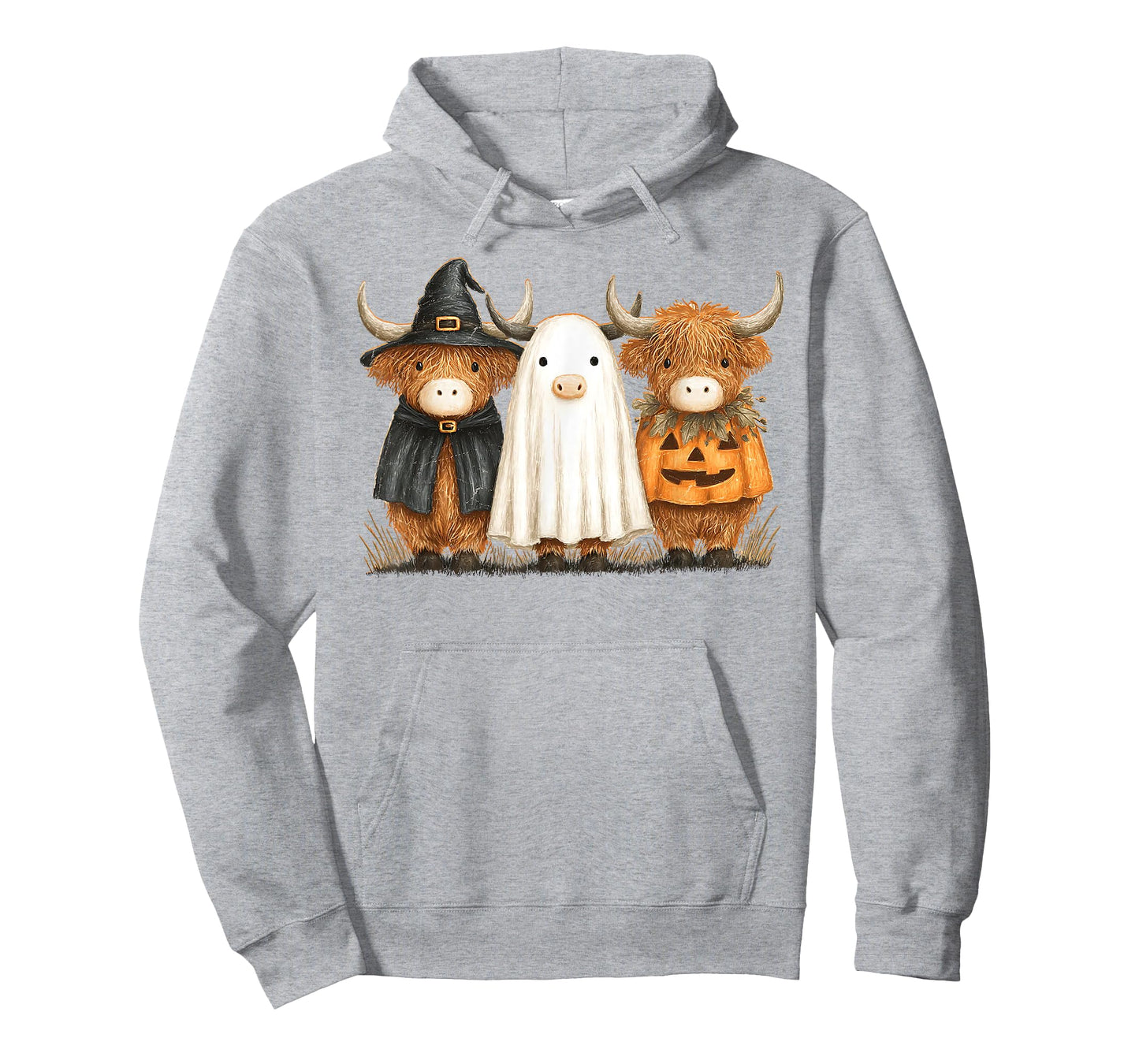 Retro Pumpkin Highland Cow Ghost Cow Witchy Cow Ghost Cow T-Shirt