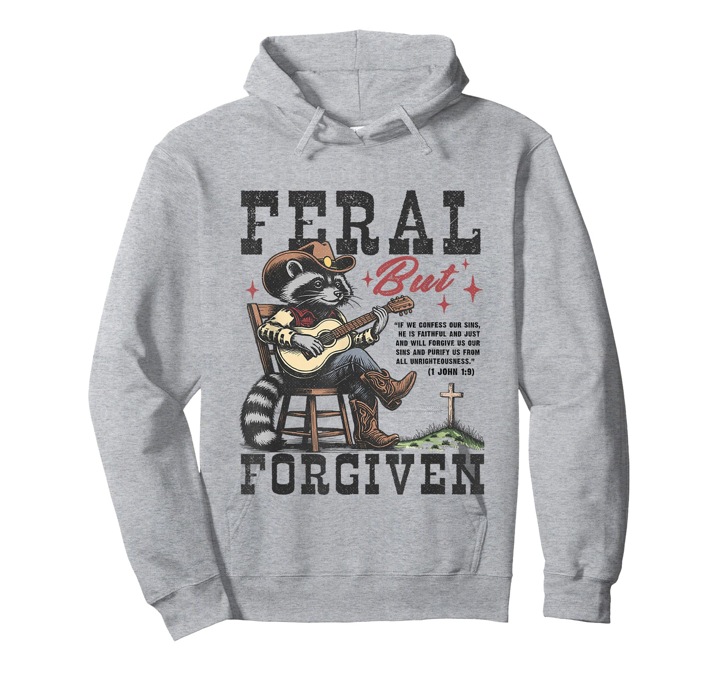 Feral But Forgiven Cowboy Raccoon Art T-Shirt