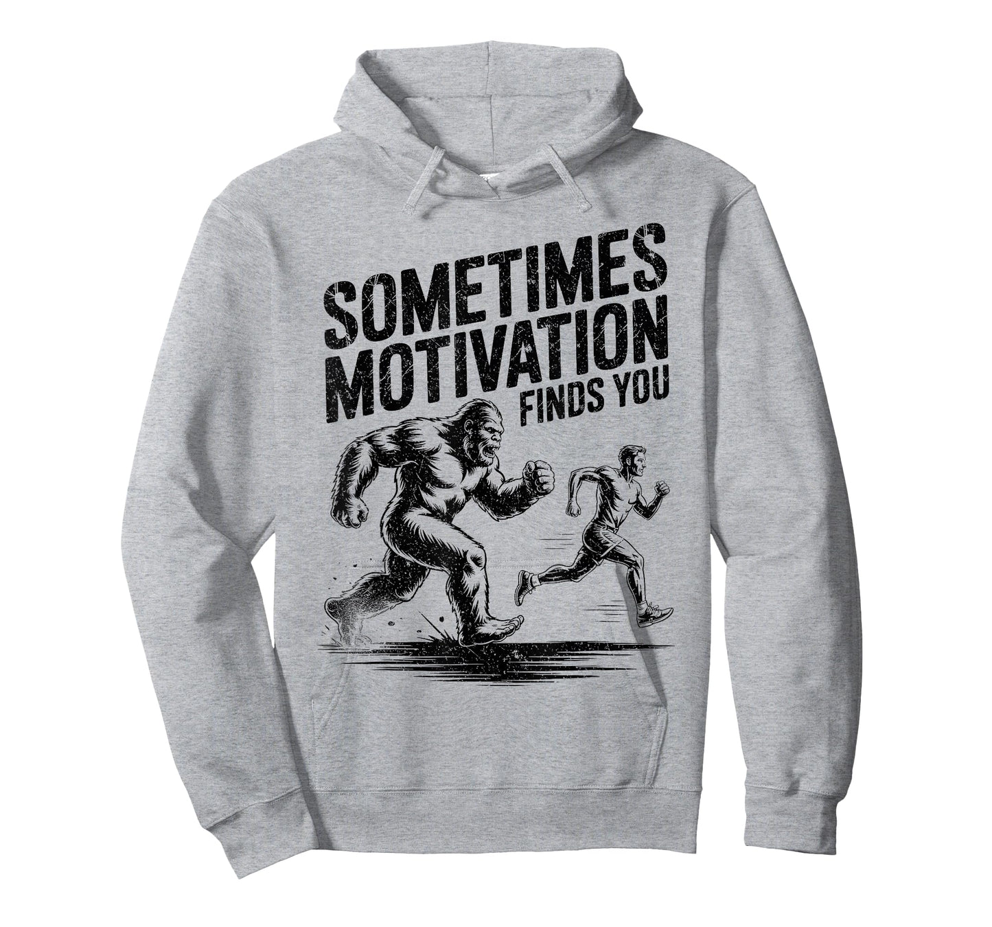 Sometimes Motivation Finds You Funny Bigfoot Running Vintage T-Shirt
