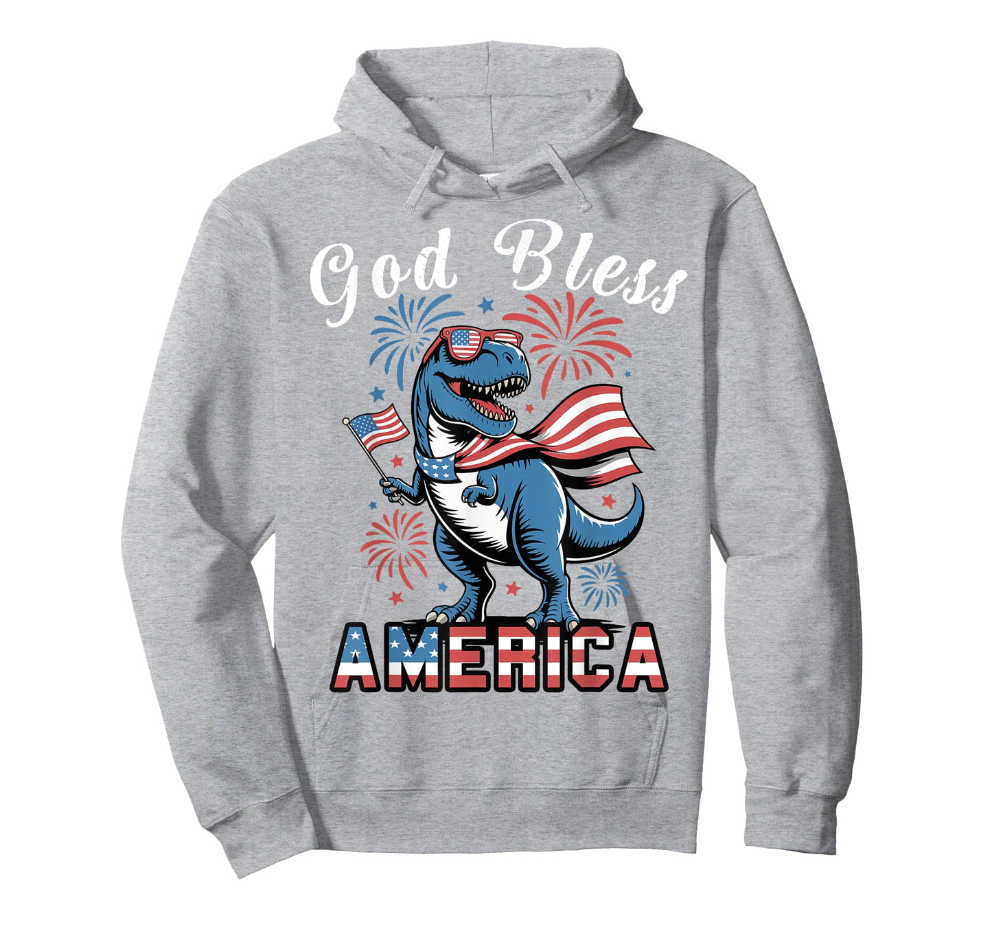 Toddler Boy God Bless America 4th July Dinosaur Patriotic T-Shirt