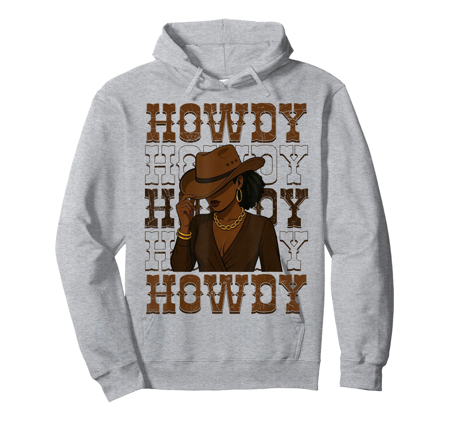 Howdy Retro Western Black Cowgirl Melanin Afro Women T-Shirt