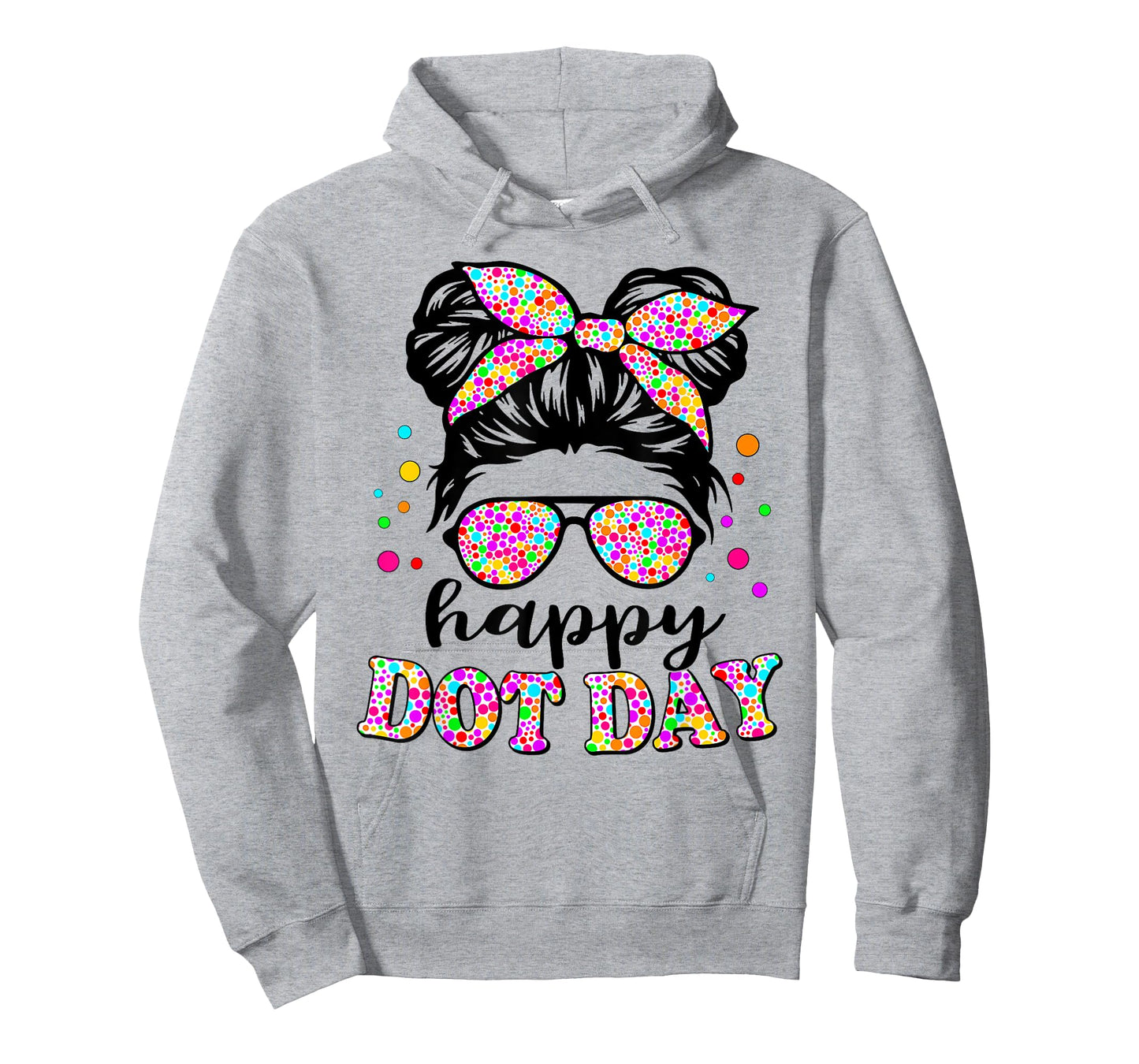 Happy Dot Day Messy Bun Girls Kids Women Colorful Polka Dots T-Shirt