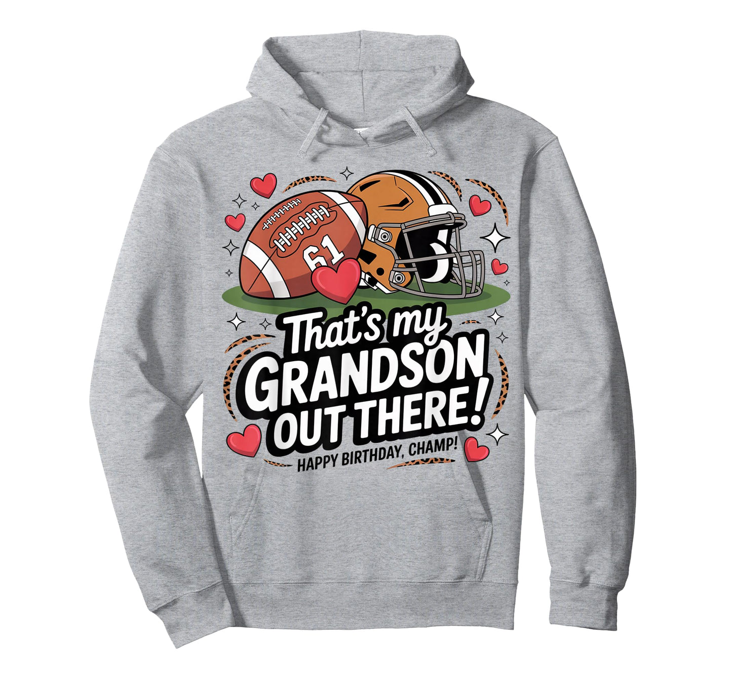 That's My Grandson Out There Football Number 61 Brown Helmet T-Shirt