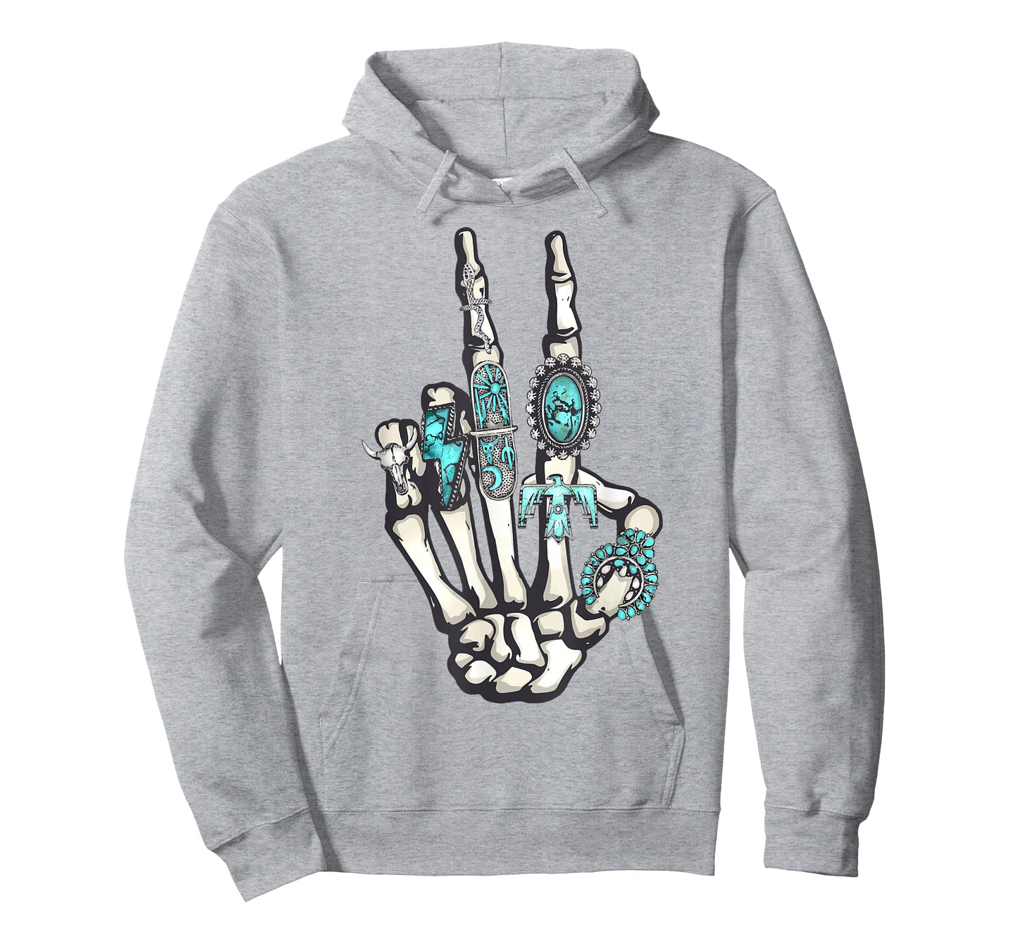 Western Turquoise Rings Skeleton Hands Cowgirl T-Shirt