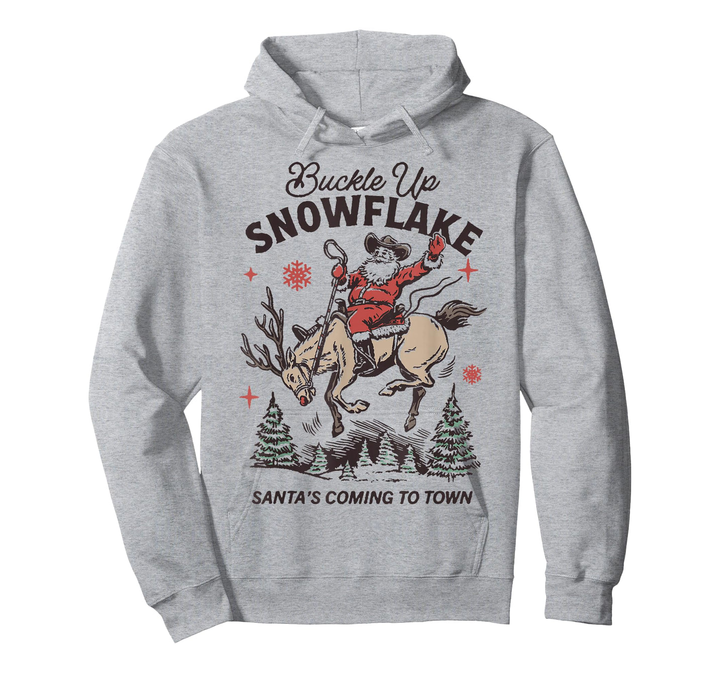 Retro Cowboy Santa Buckle Up Snowflake Rodeo Christmas T-Shirt