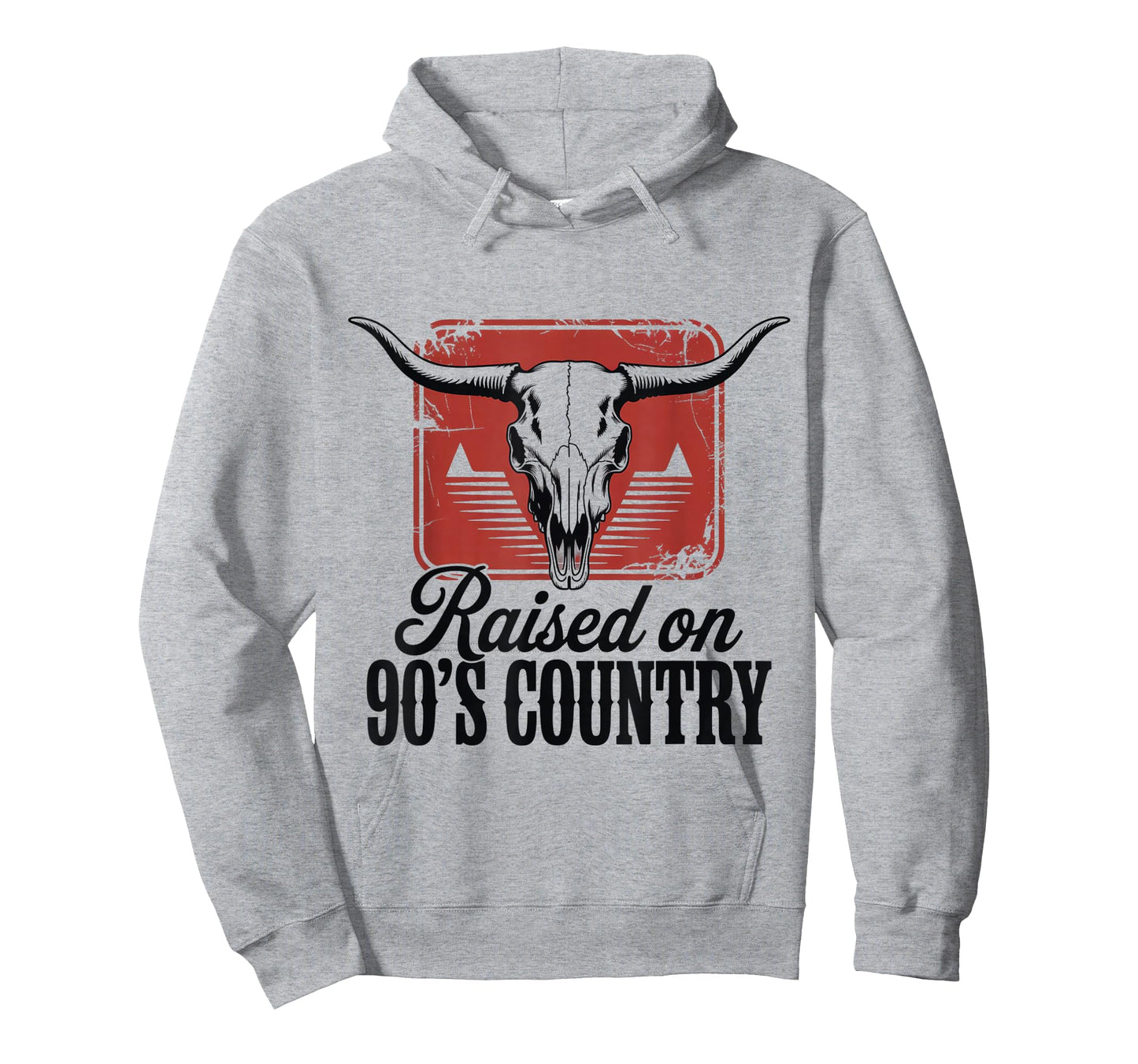 Vintage Western Bull Skull Raised On 90's Country Music T-Shirt