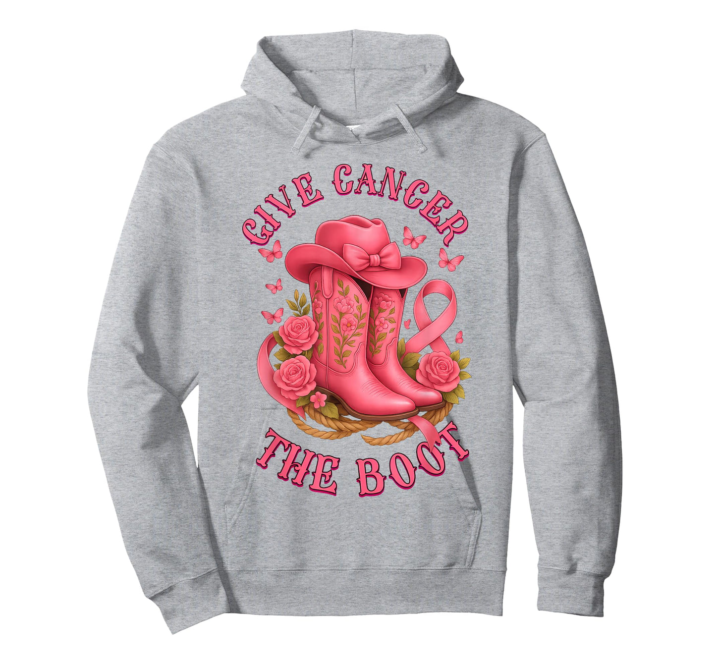Give Breast Cancer Boot Cowgirl Bow Cancer Awareness Women T-Shirt