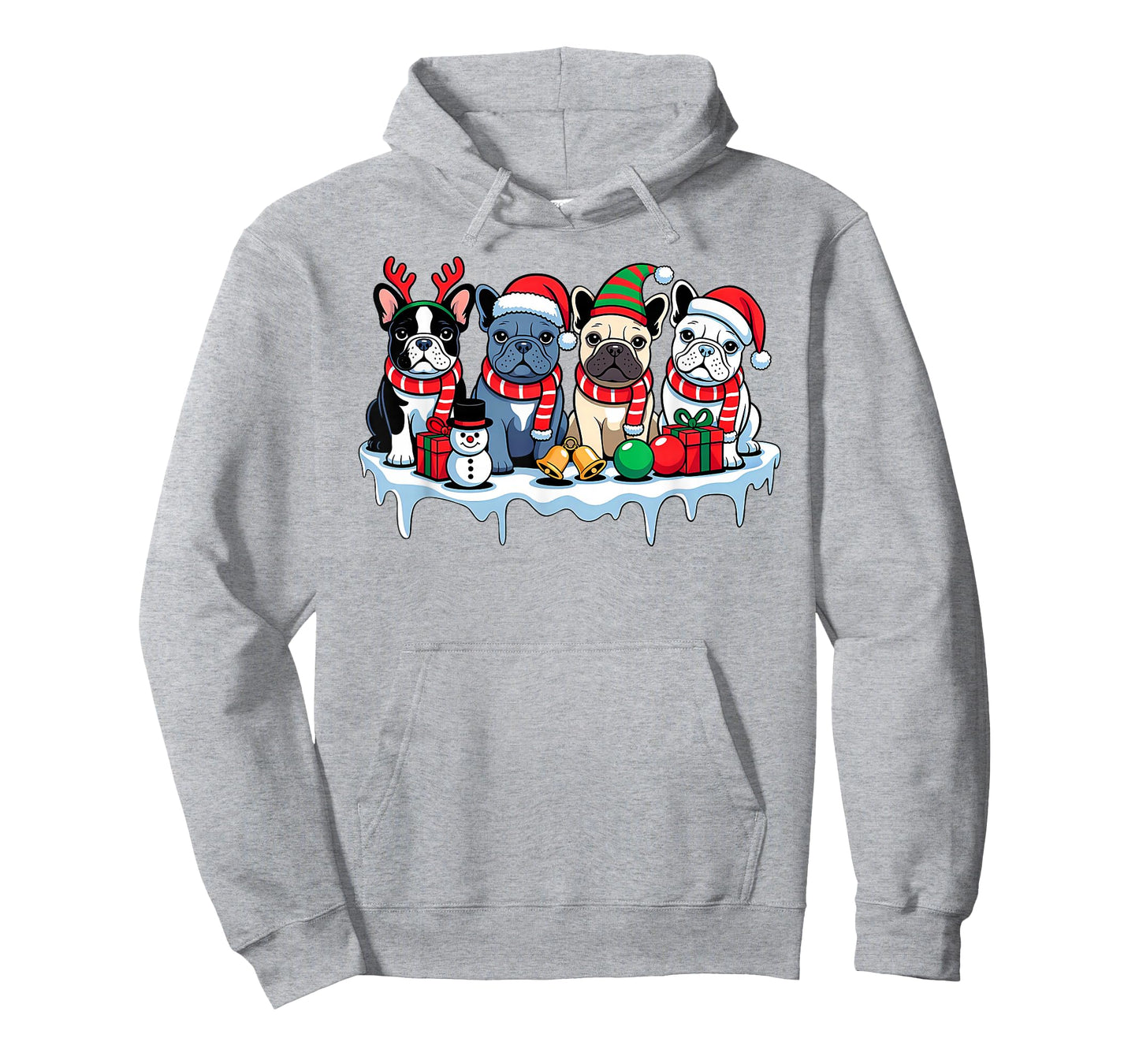 French Bulldog Christmas Lights Santa Hat Xmas Dog Lover T-Shirt