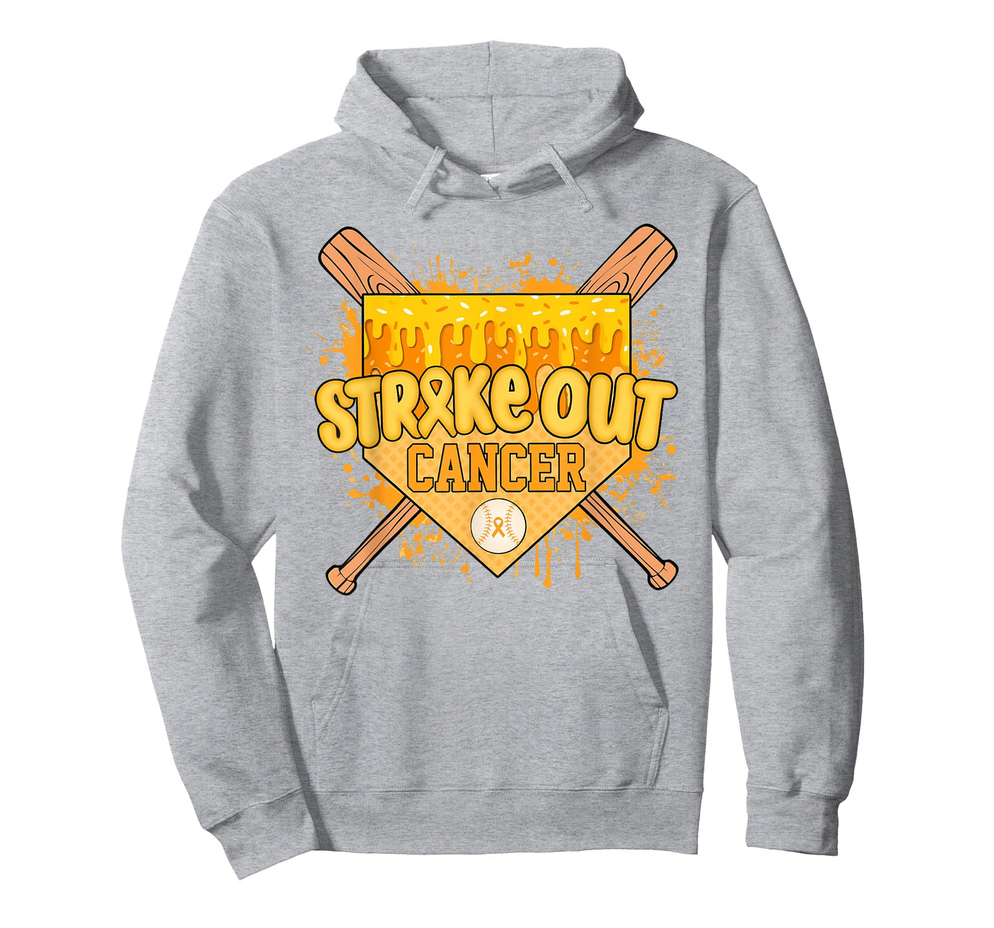 Strike Out Home Plate Ice Cream Drip Childhood Cancer T-Shirt