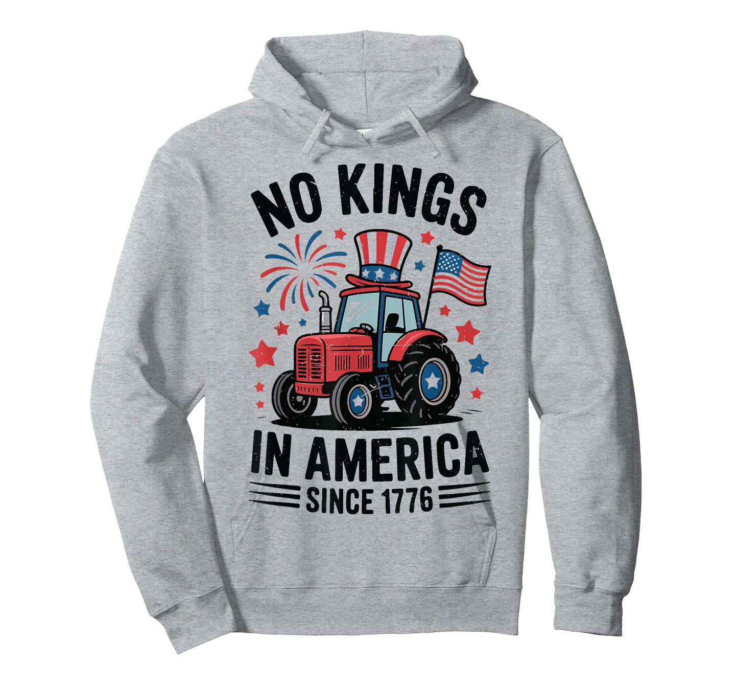 Toddler No Kings In America Flag 4th July Tractor Patriotic T-Shirt