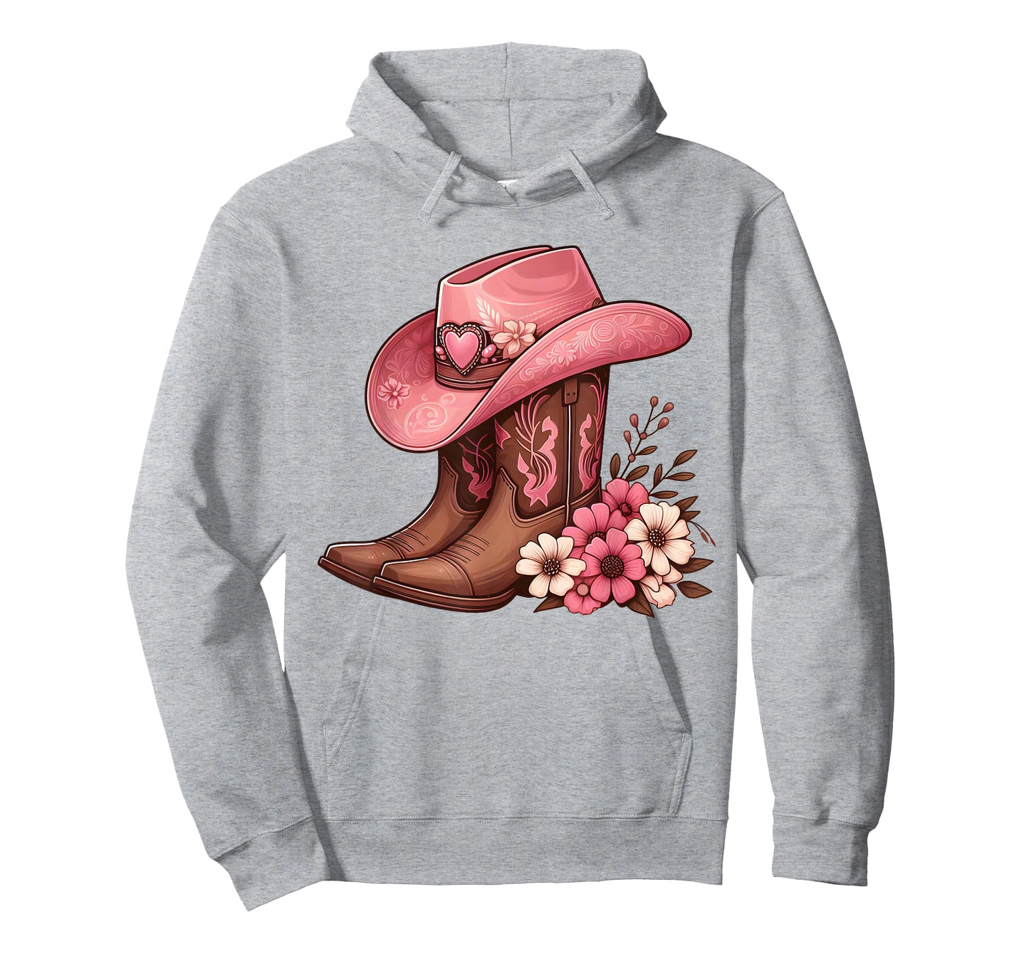 Western Country Pink Cowboy Boots Cowgirl Hat And Roses T-Shirt