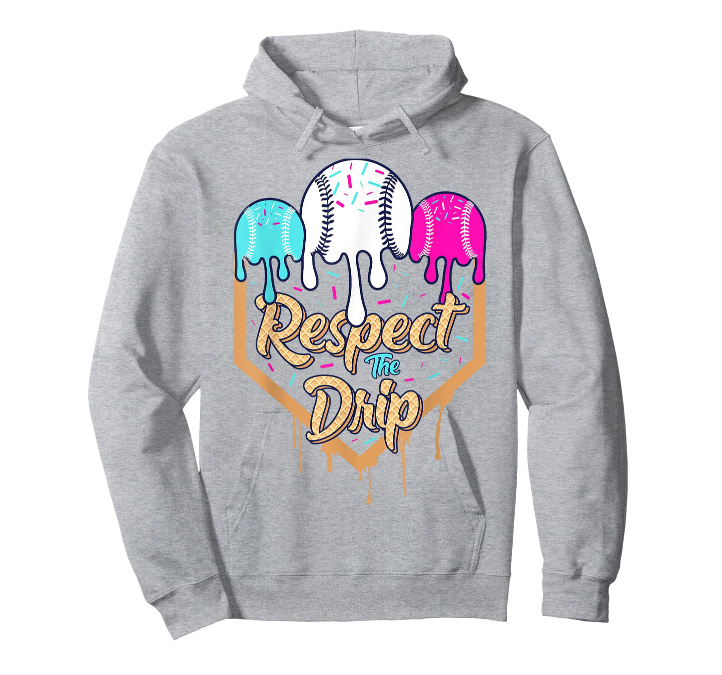 Baseball Drip Boys Ice Cream Waffle Home Plate Respect Drip T-Shirt