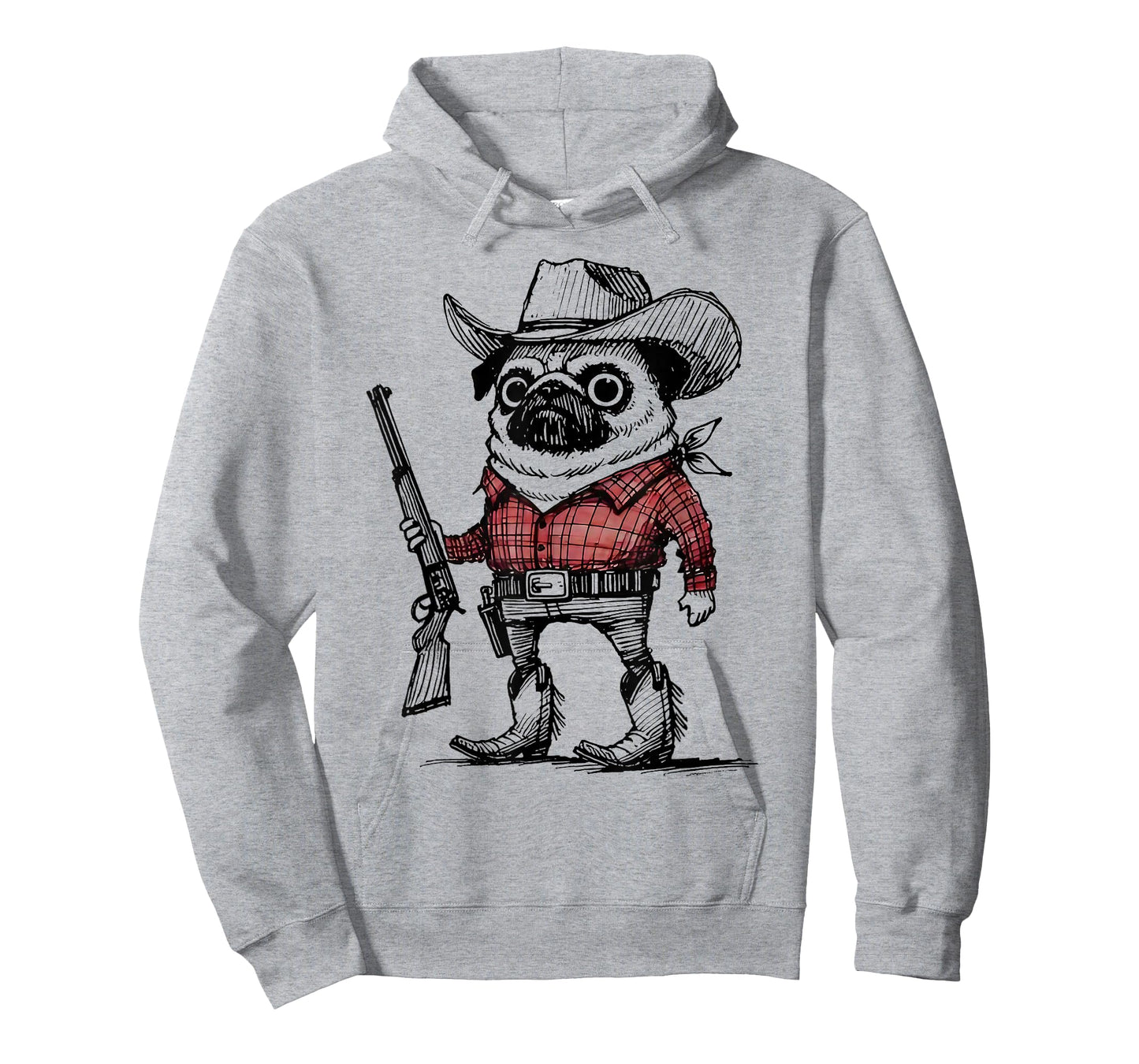 Cowboy Pug Dog Funny Western Outfit Red Pug Cowboy Meme T-Shirt