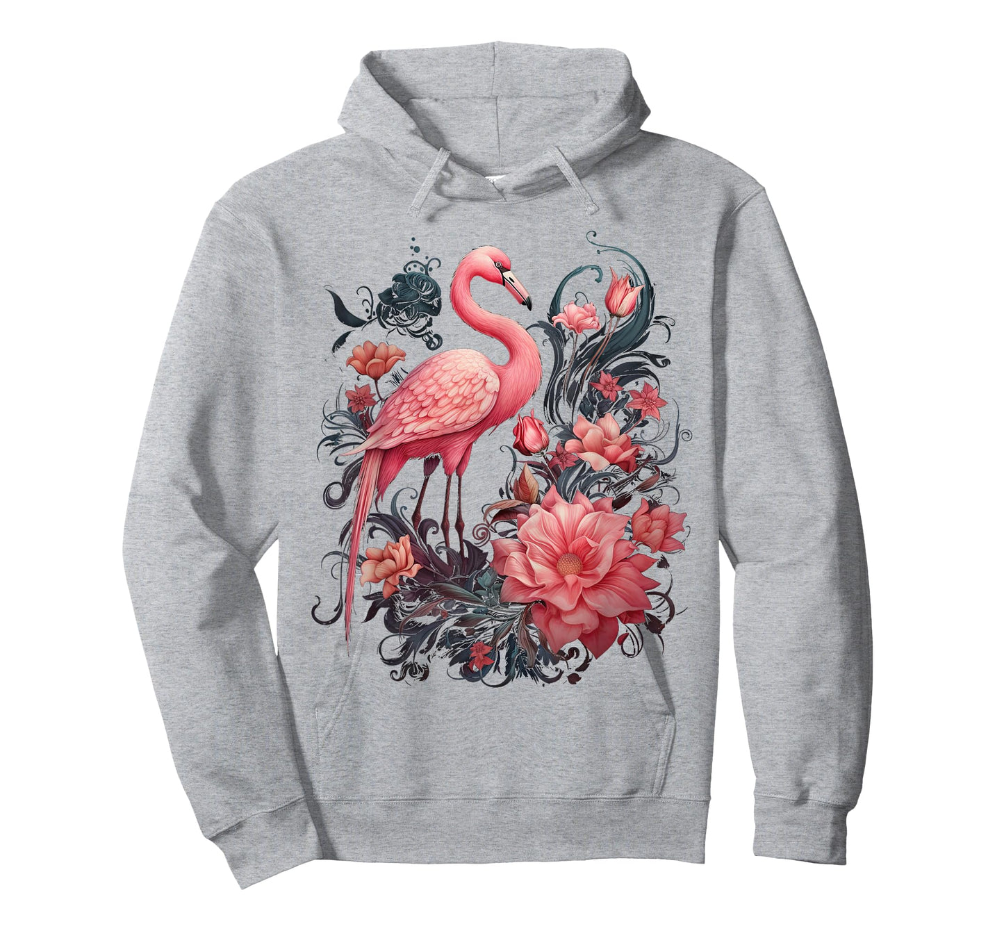 Flamingo and Flowers Floral Flamingos pink T-Shirt