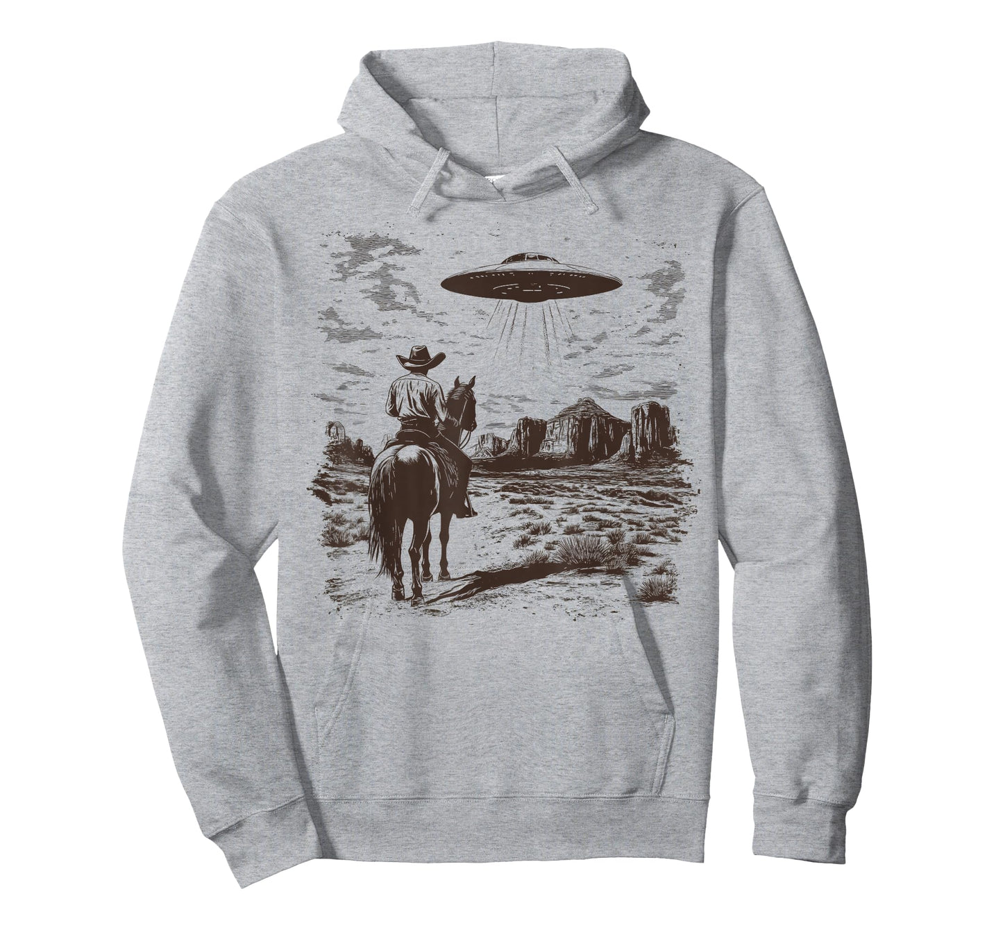 Vintage Rodeo Cowboy Western Country Spaceship UFO Alien T-Shirt