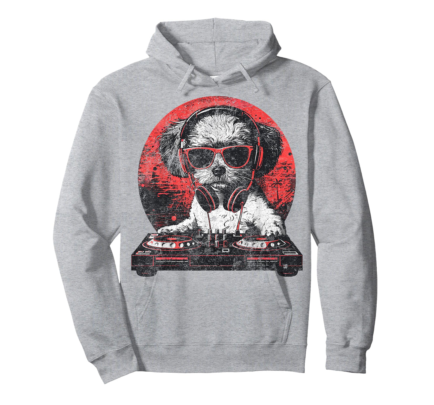 Funny Retro Cool House DJ Shih Tzu Dog Disco Headphone Tech Men Women T-Shirt
