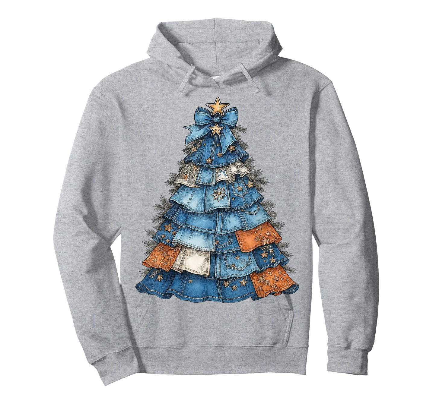 Denim Country Christmas Tree Star Rustic Country Western T-Shirt
