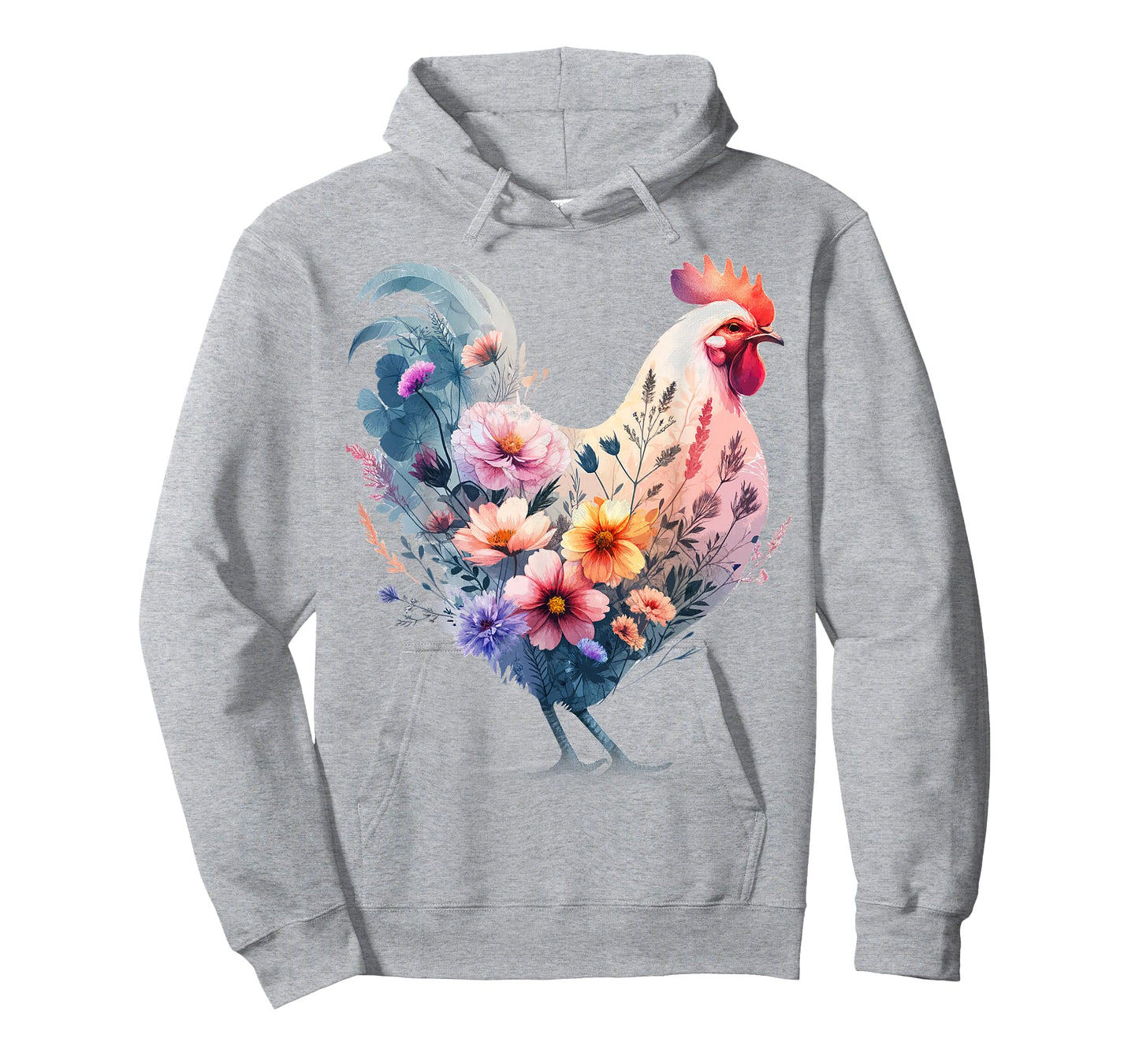 Chicken Floral Art Graphic Women Farm Chicken Lover Colorful T-Shirt