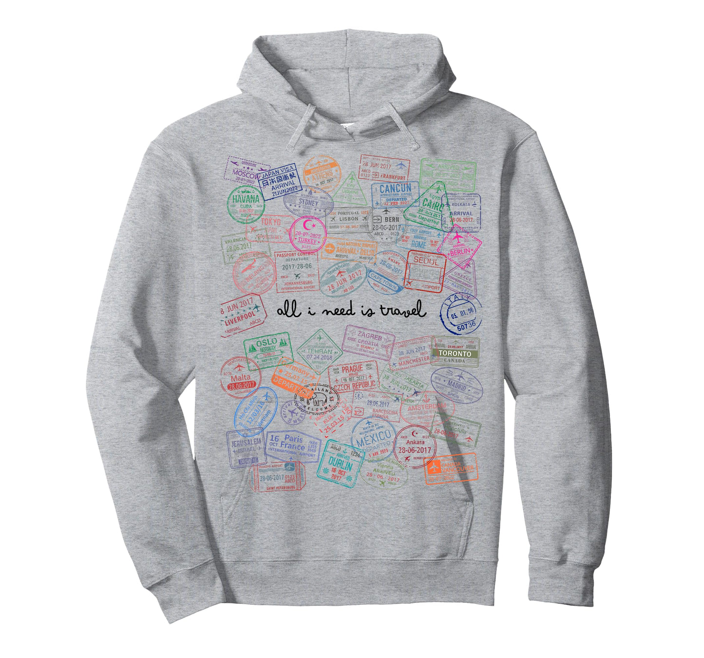 All I Need Is Travel Passport World Stamps Travel Airplane T-Shirt