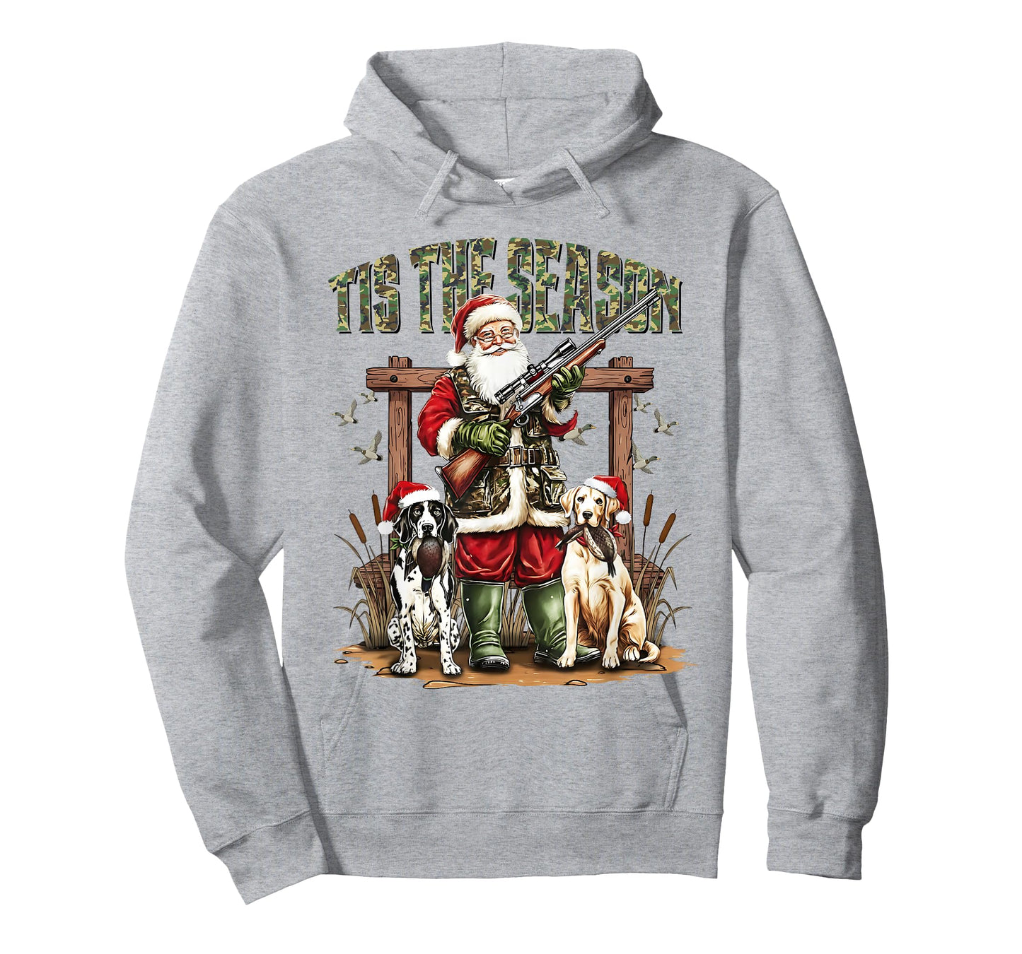 Camo Santa Tis The Season Hunter Christmas Hunting Dogs Boys T-Shirt