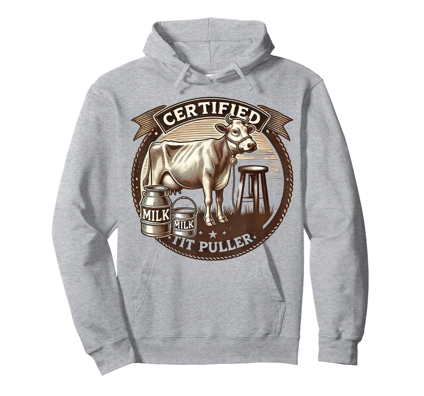 Certified Tit Puller Vintage Dairy Farmer Jersey Cow Humor T-Shirt