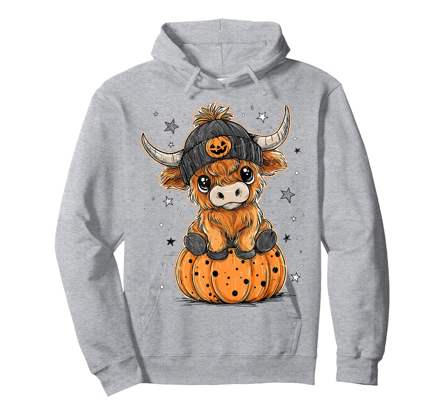 Cute Pumpkin Highland Cow Halloween Cow Lover Men Women Kids T-Shirt