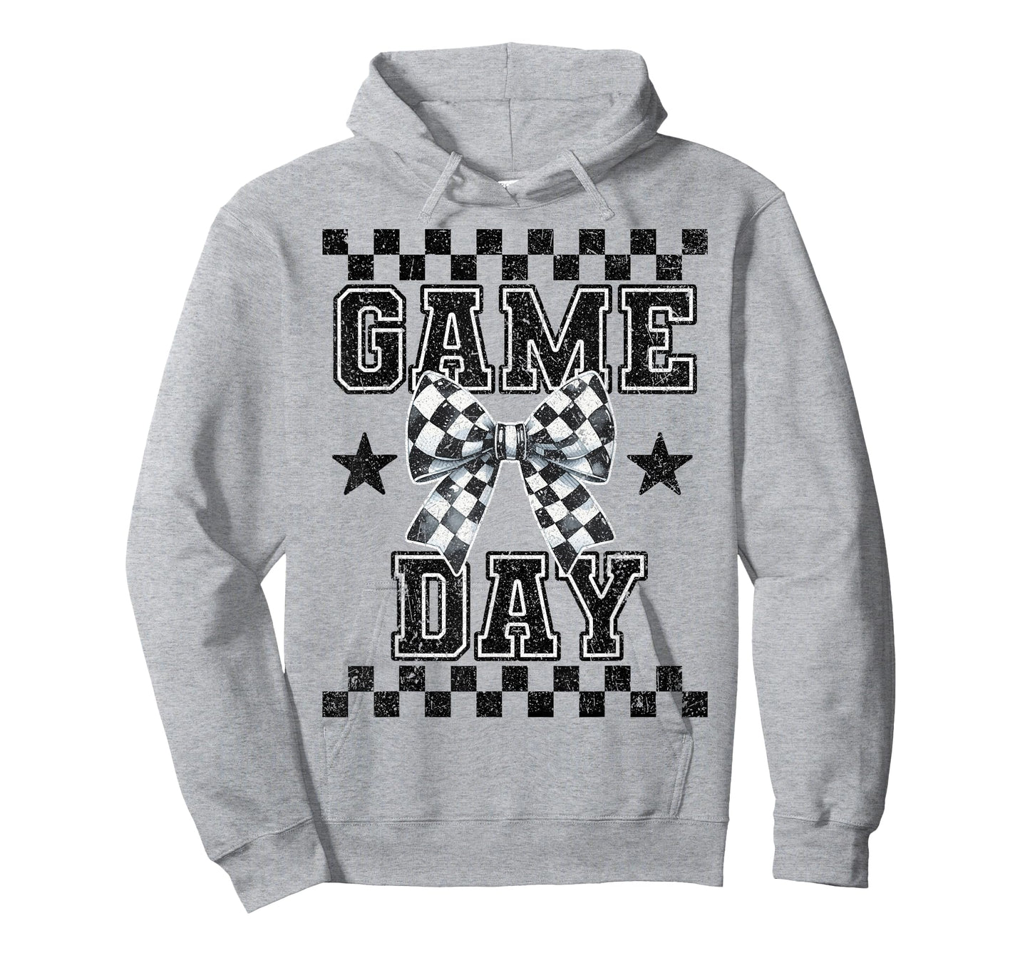Retro Croquette Bow Black White Checkered Football Game Day T-Shirt