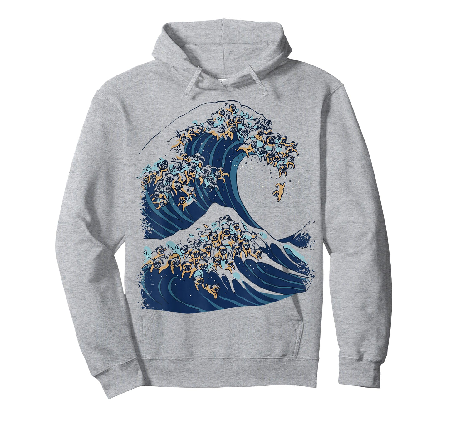 The Great Wave of Pugs Funny T- Shirt by Huebucket T-Shirt