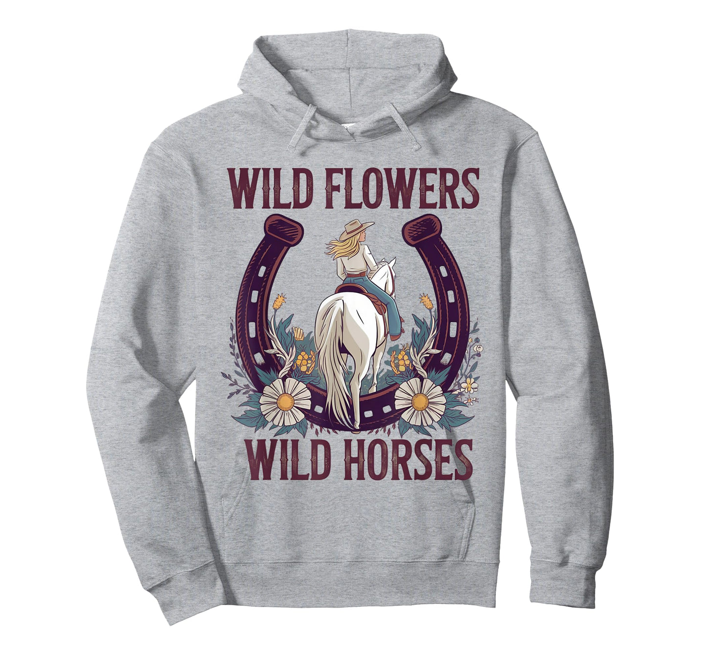 Retro Southern Sunset Cowgirl Wild Flowers - Wild Horses T-Shirt