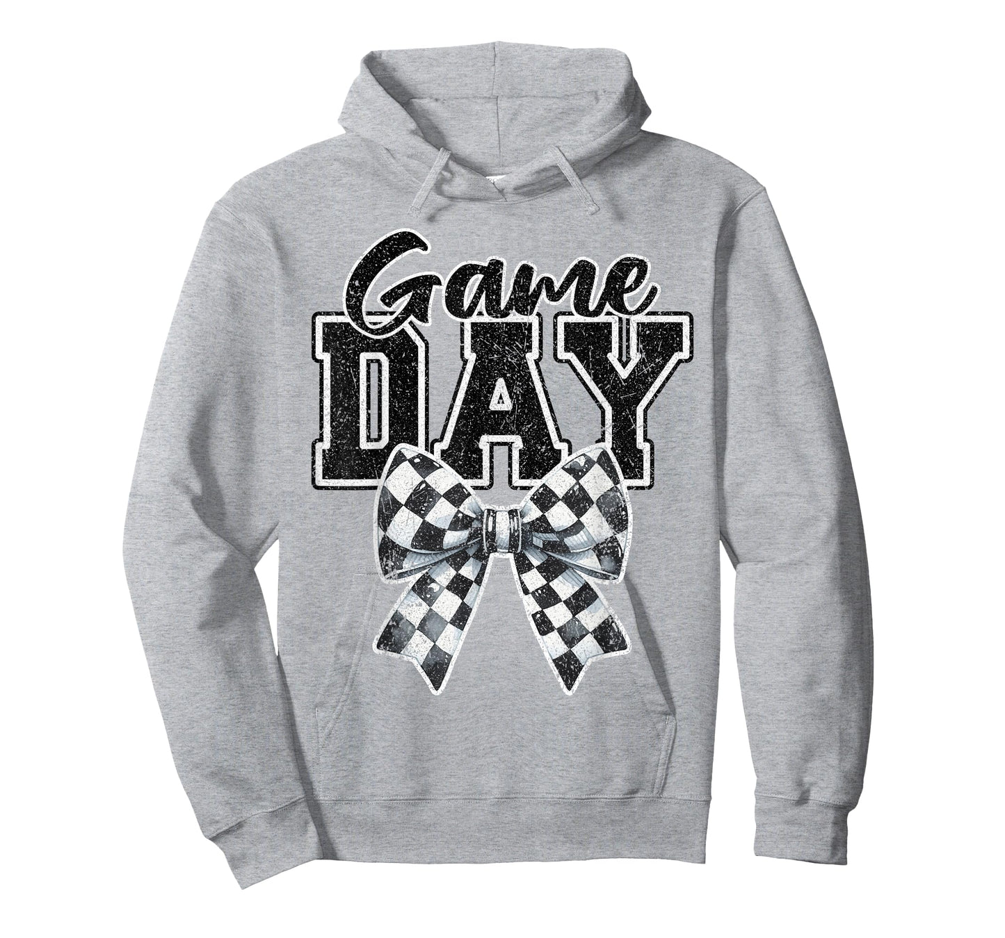 Retro Croquette Bow Black White Checkered Football Game Day T-Shirt