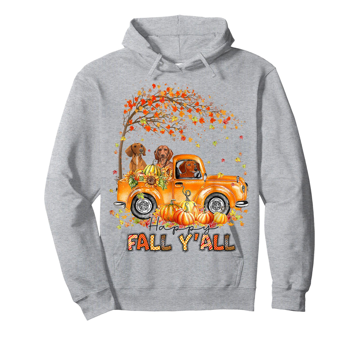 Happy Fall Y'all Dachshund Riding Truck Pumpkin Autumn Fall T-Shirt