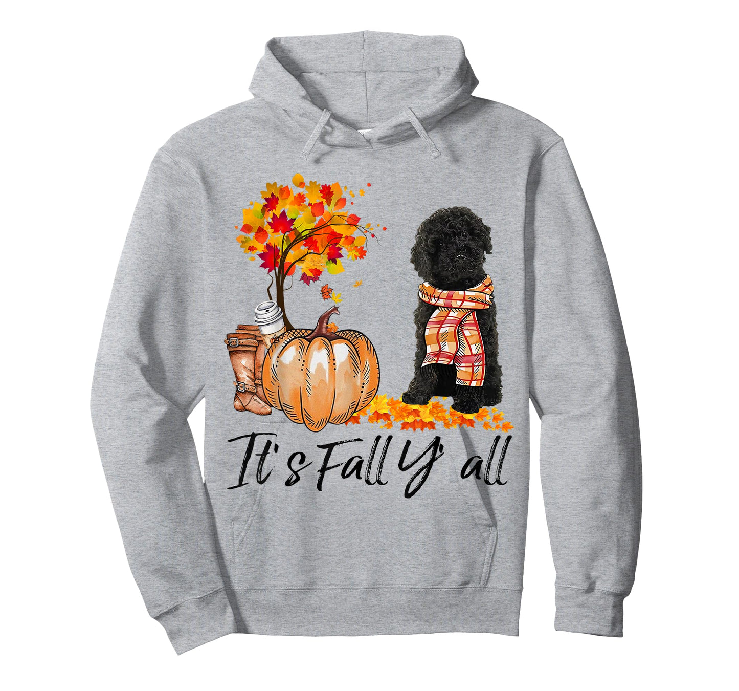Black Labradoodle It's Fall Y'all Pumpkin Autumn Gift T-Shirt