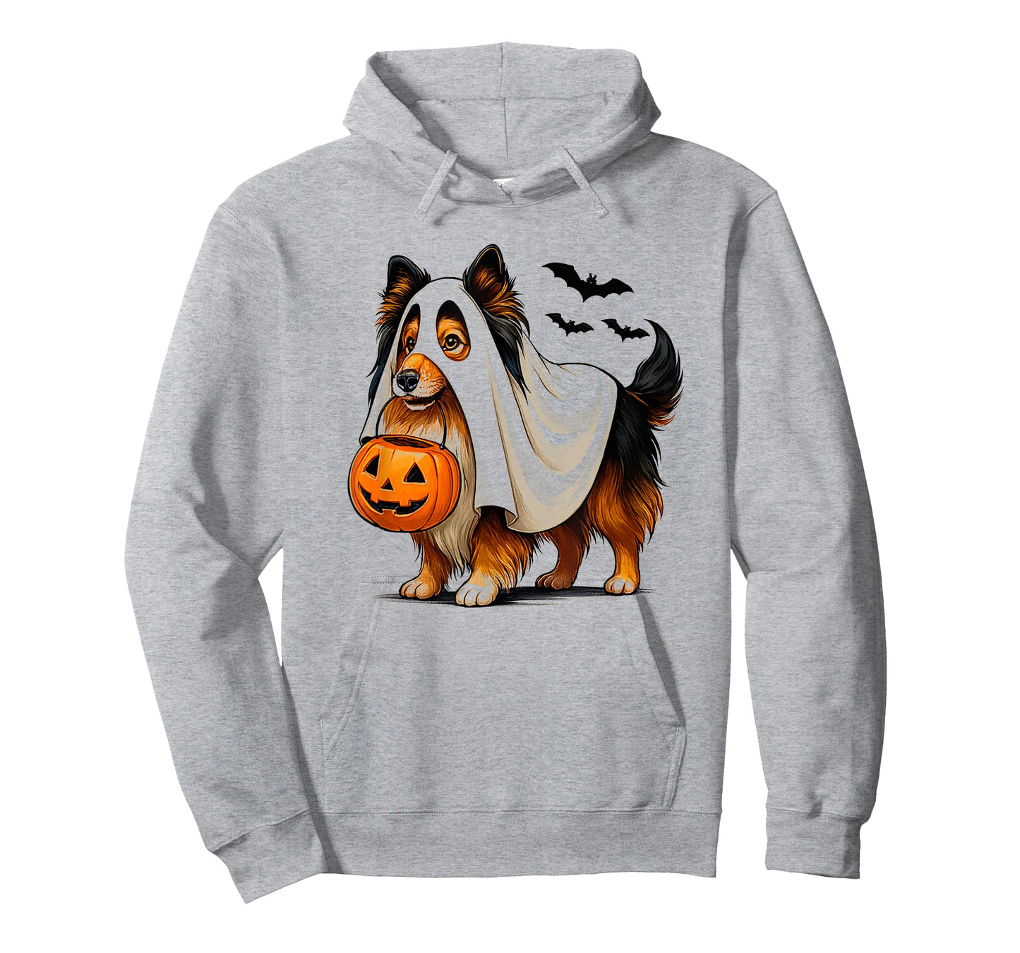 Funny Sheltie Ghost Halloween Shetland Sheepdog JackoLantern T-Shirt