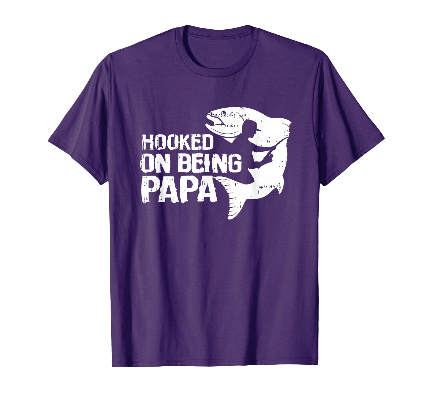 Hooked On Being Papa Fathers Day Fishing Dad Papa Men T-Shirt