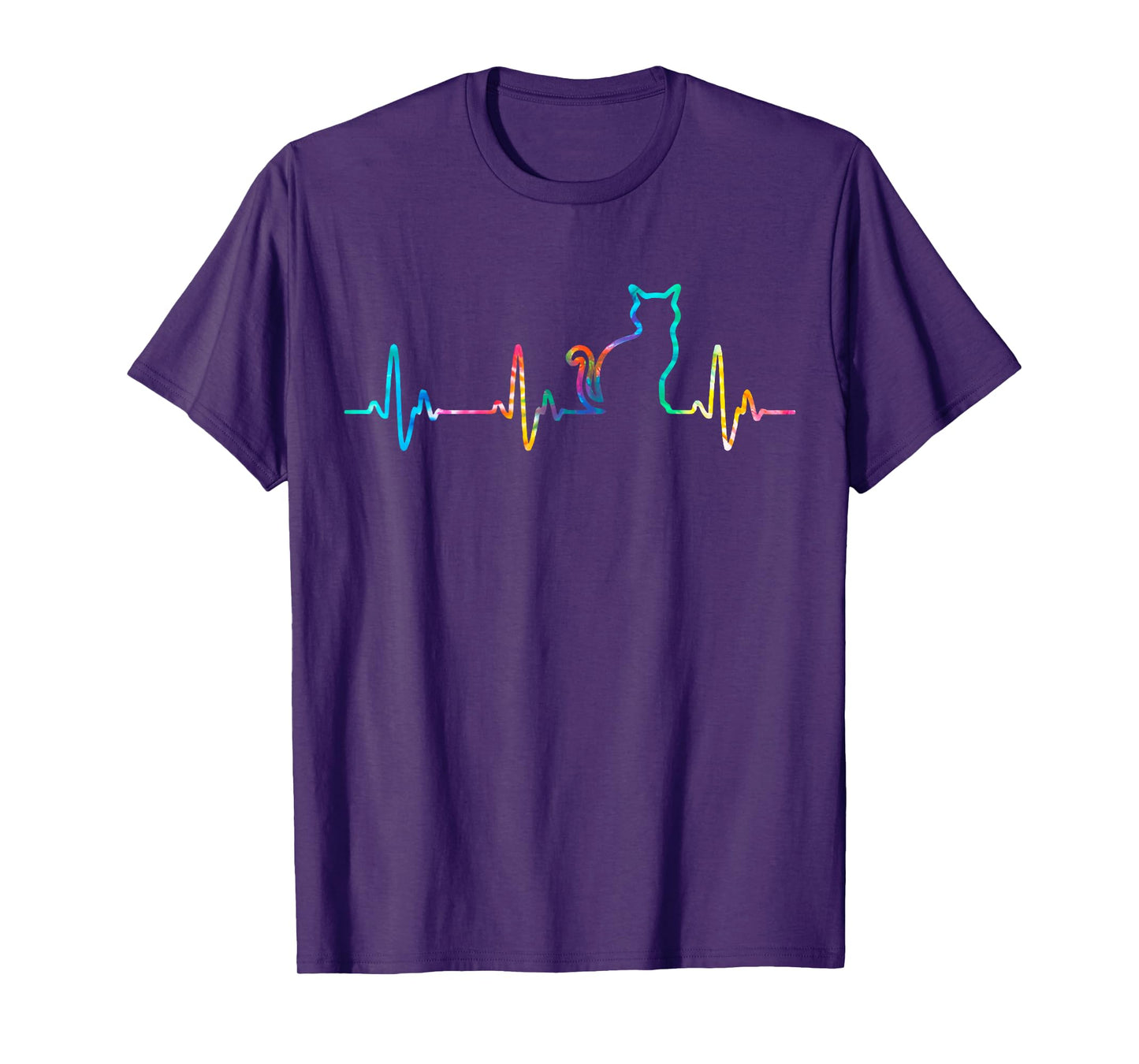 Cat Heartbeat Cat Lover Animal Lovers Tie Dye Womens Mens T-Shirt