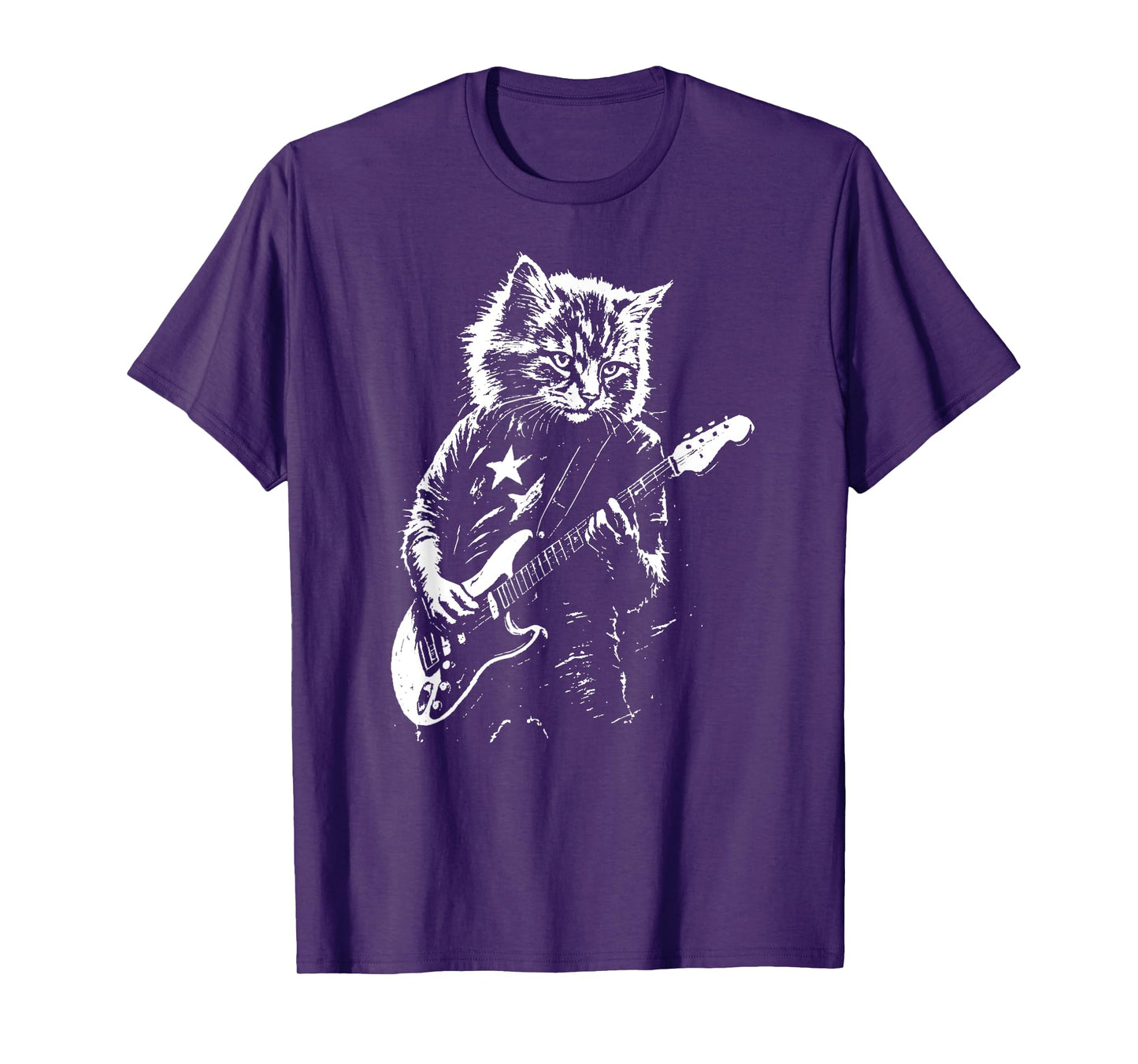 Funny Rock Cat Playing Guitar for Men Women Music Cat Lover T-Shirt