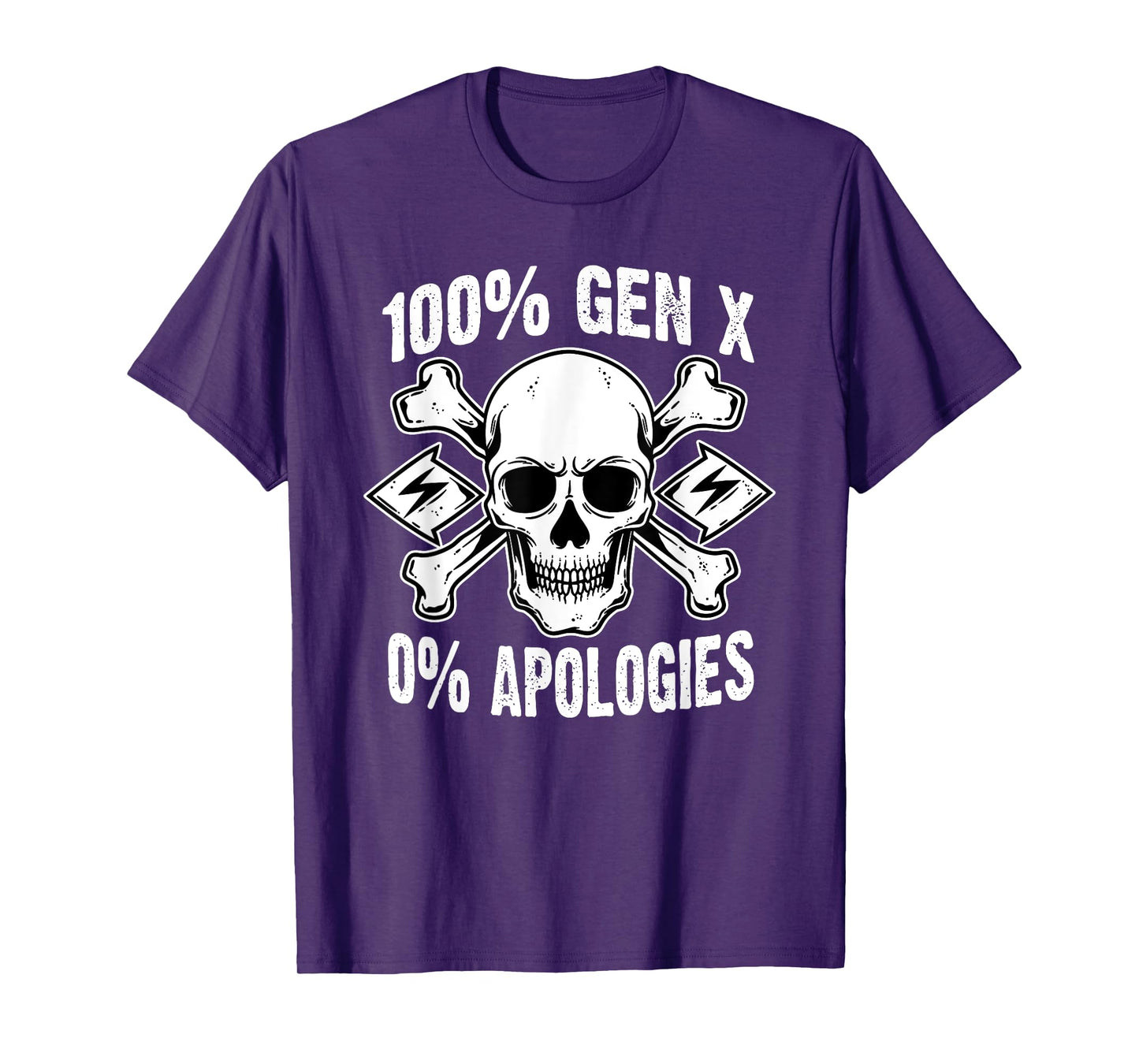 100% Gen X No Apologies Skull Birth Year Retro Generation X T-Shirt