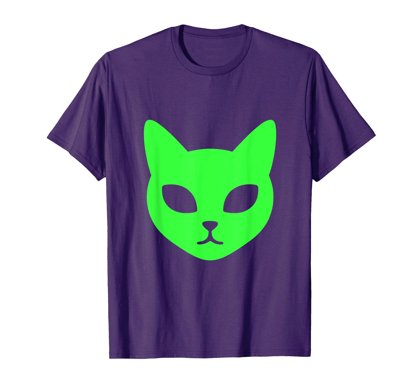 Green Alien Cat Face A Futuristic Feline Graphic T-Shirt