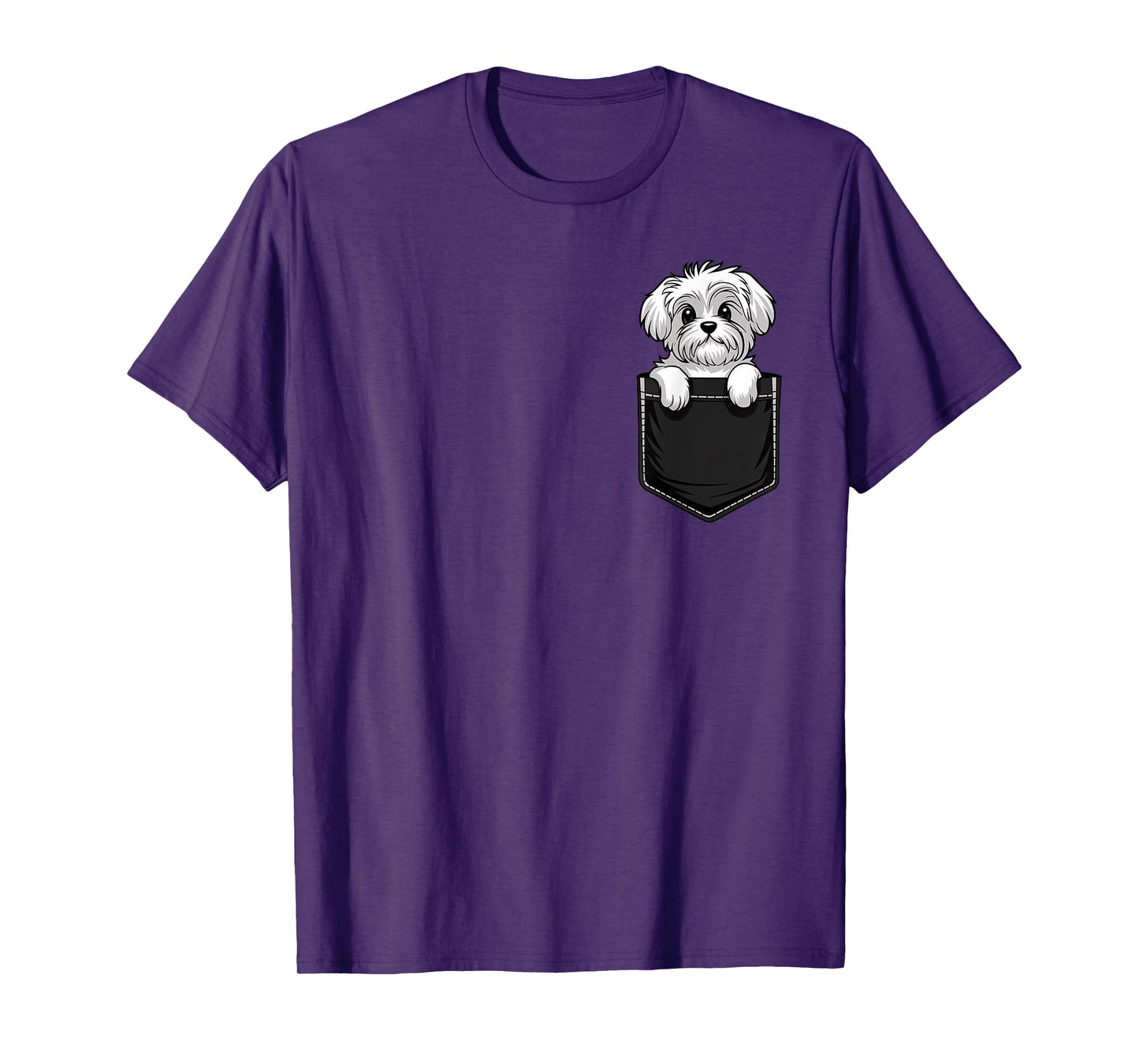 Funny Maltese In Pocket Dog Mom Dad Men Women Kids T-Shirt