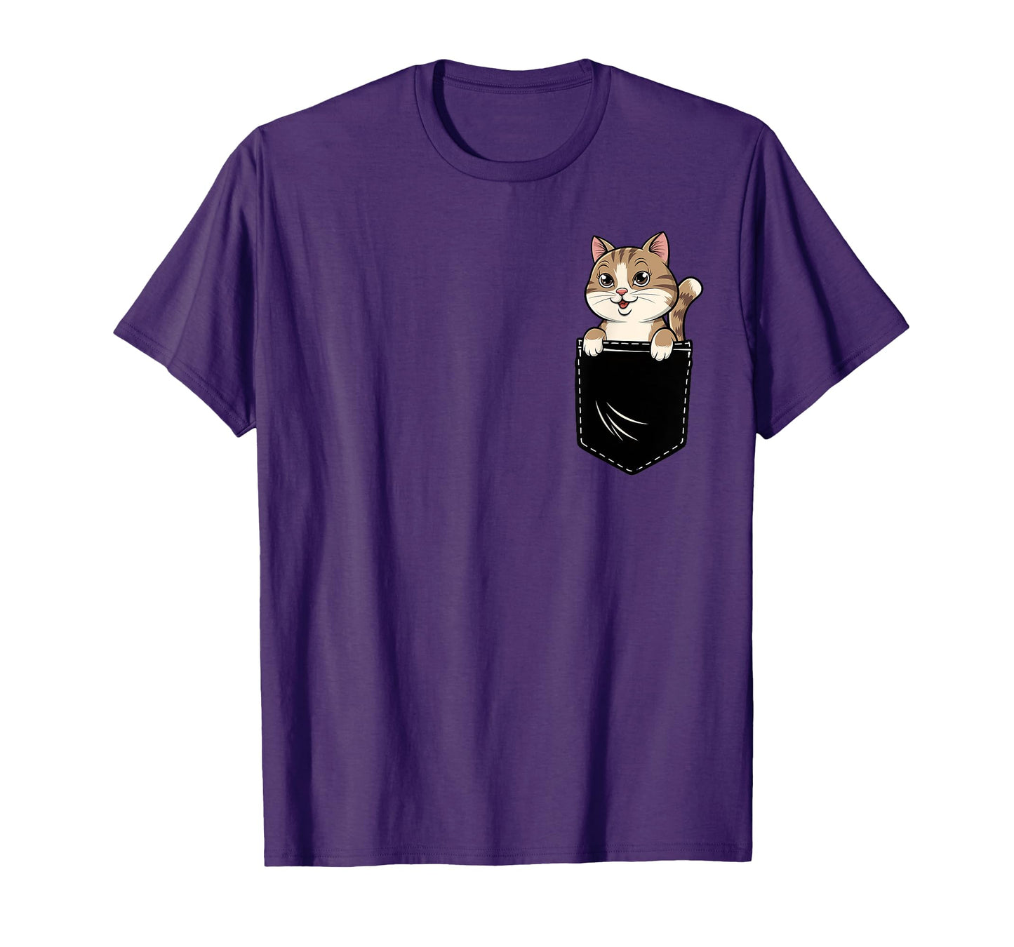 Funny Cat In Pocket Animal Cute Women Men T-Shirt