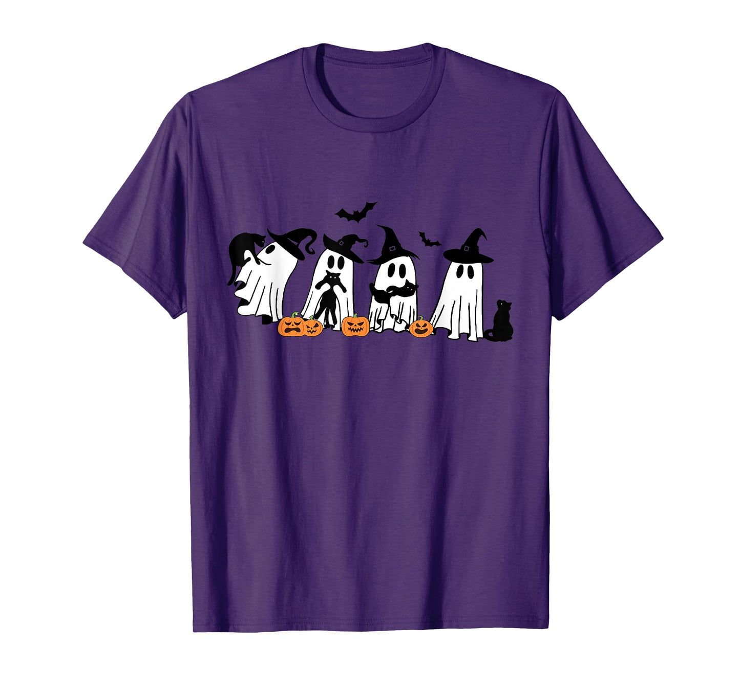 Funny Ghost Holding A Black Cat Halloween Ghost Cat Lovers T-Shirt for Men Women Kids